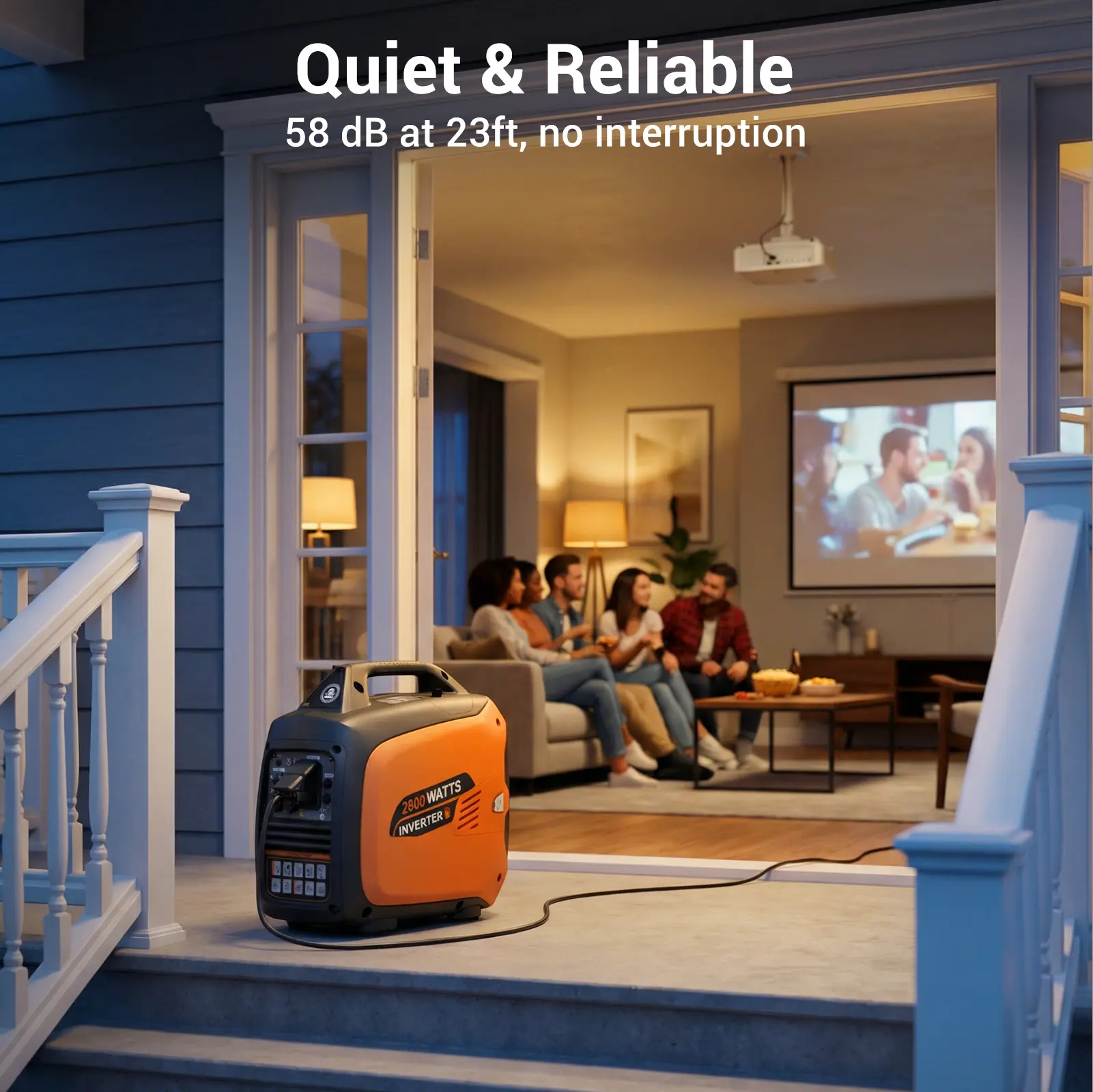 2800W Portable Inverter Generator for Home Backup, Quiet 58 dBA