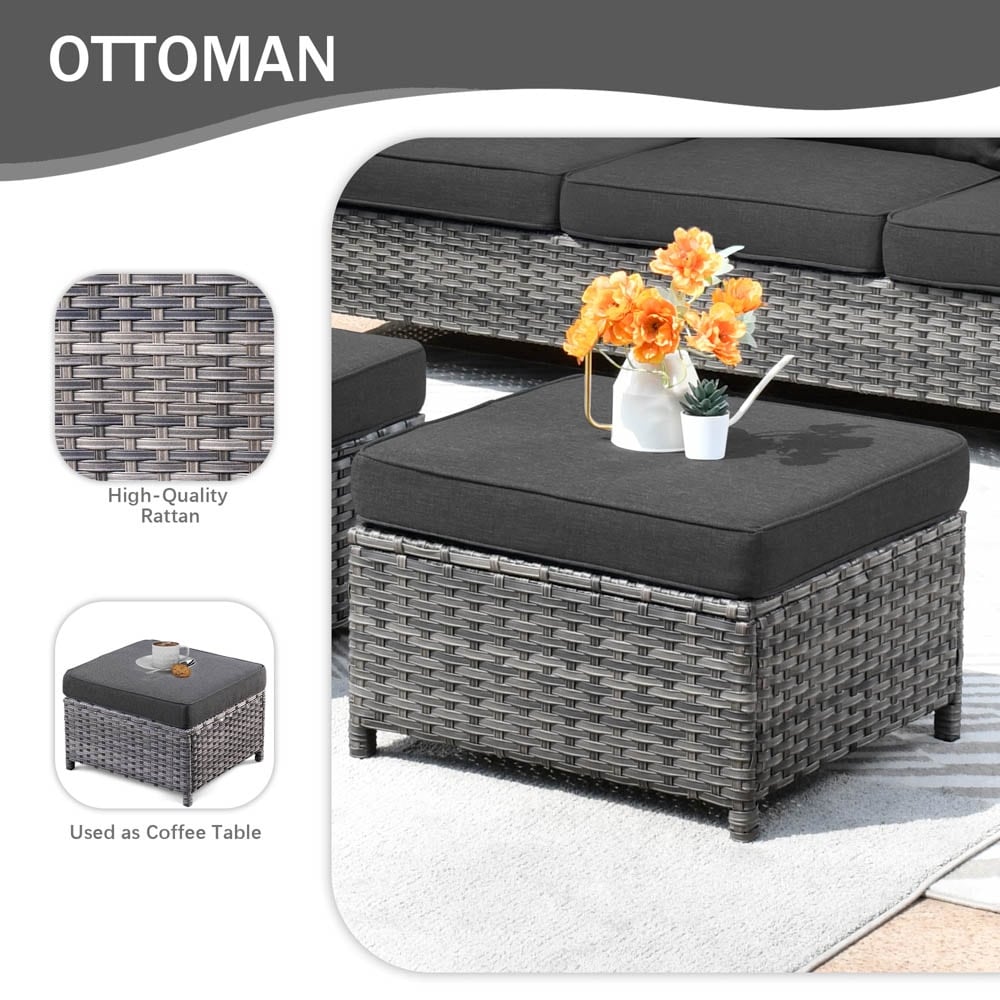 OVIOS 8-piece Patio Wicker Conversation Furniture Set with Swivel Chairs