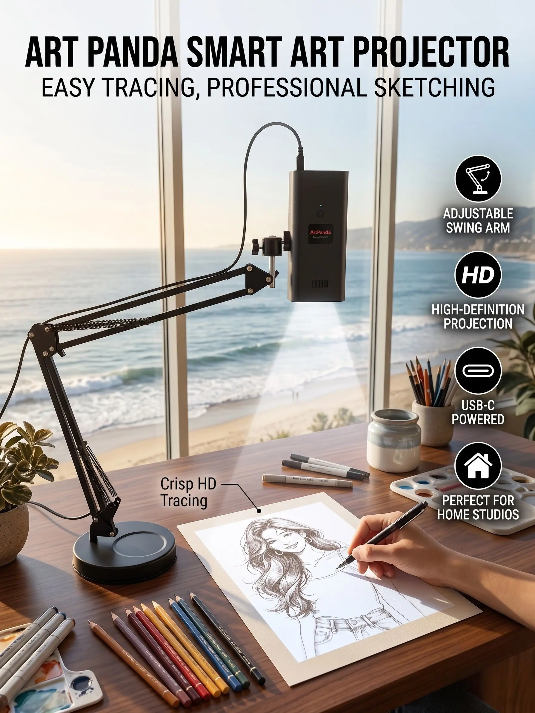 Art Tracing Projector with Flexible Arm
