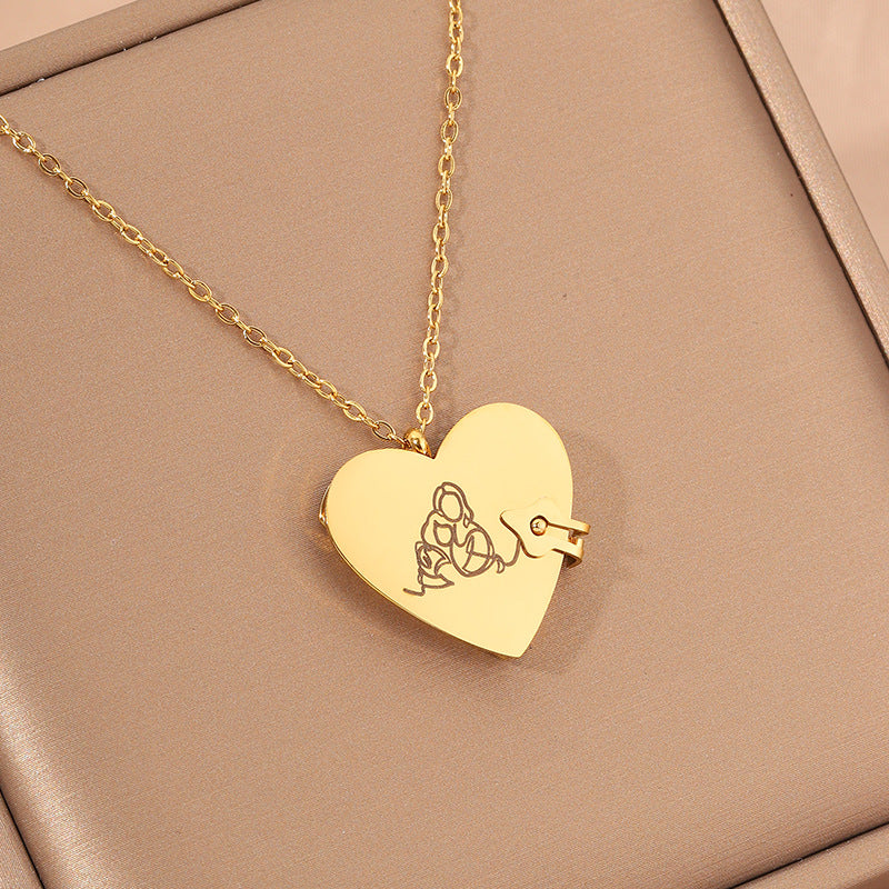 Mirror Heart Book Locket Necklace ✨