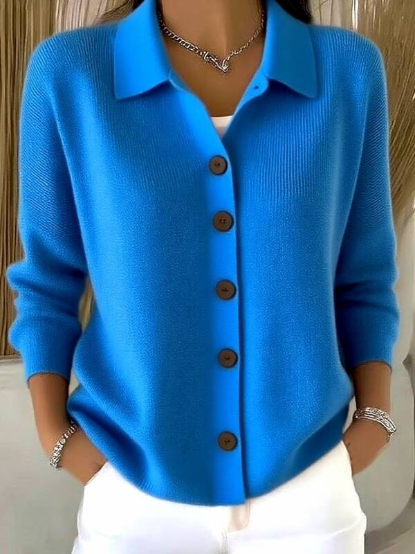 New Knitted Collared Cardigan