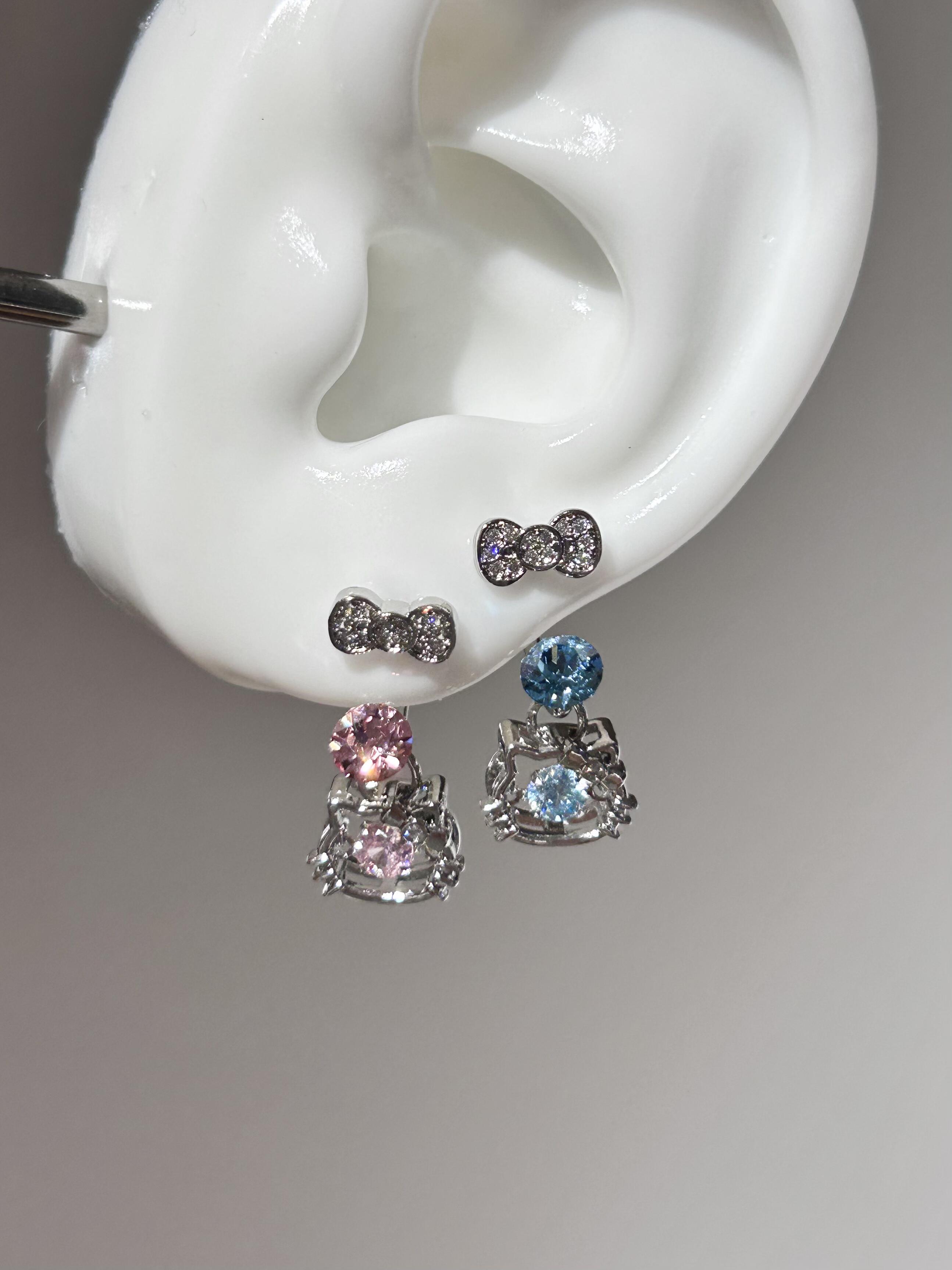 Hellokitty Pendant Pink bow Cute Rhinestone Earring