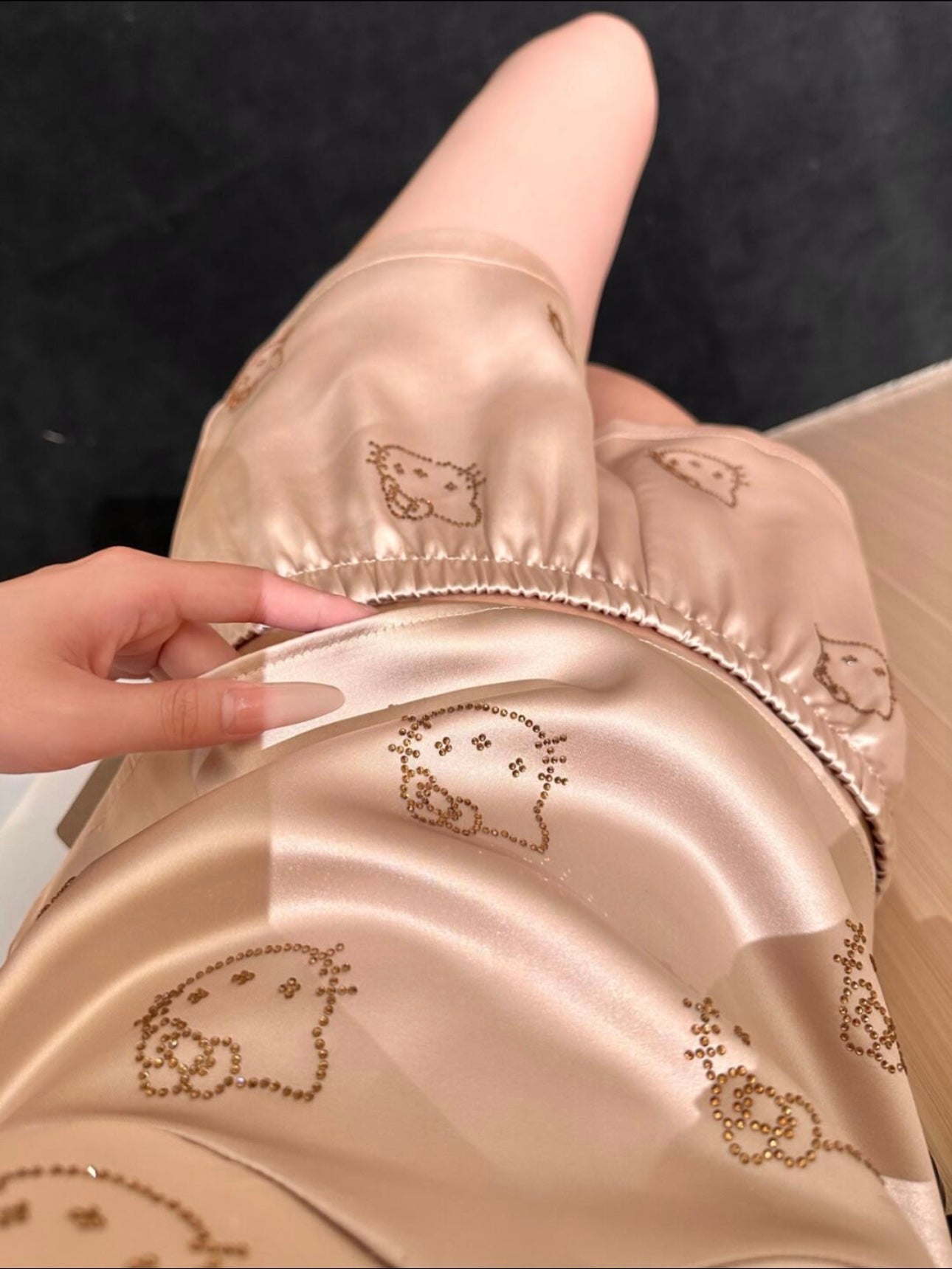 Hellokitty Champagne Satin Pajama Set