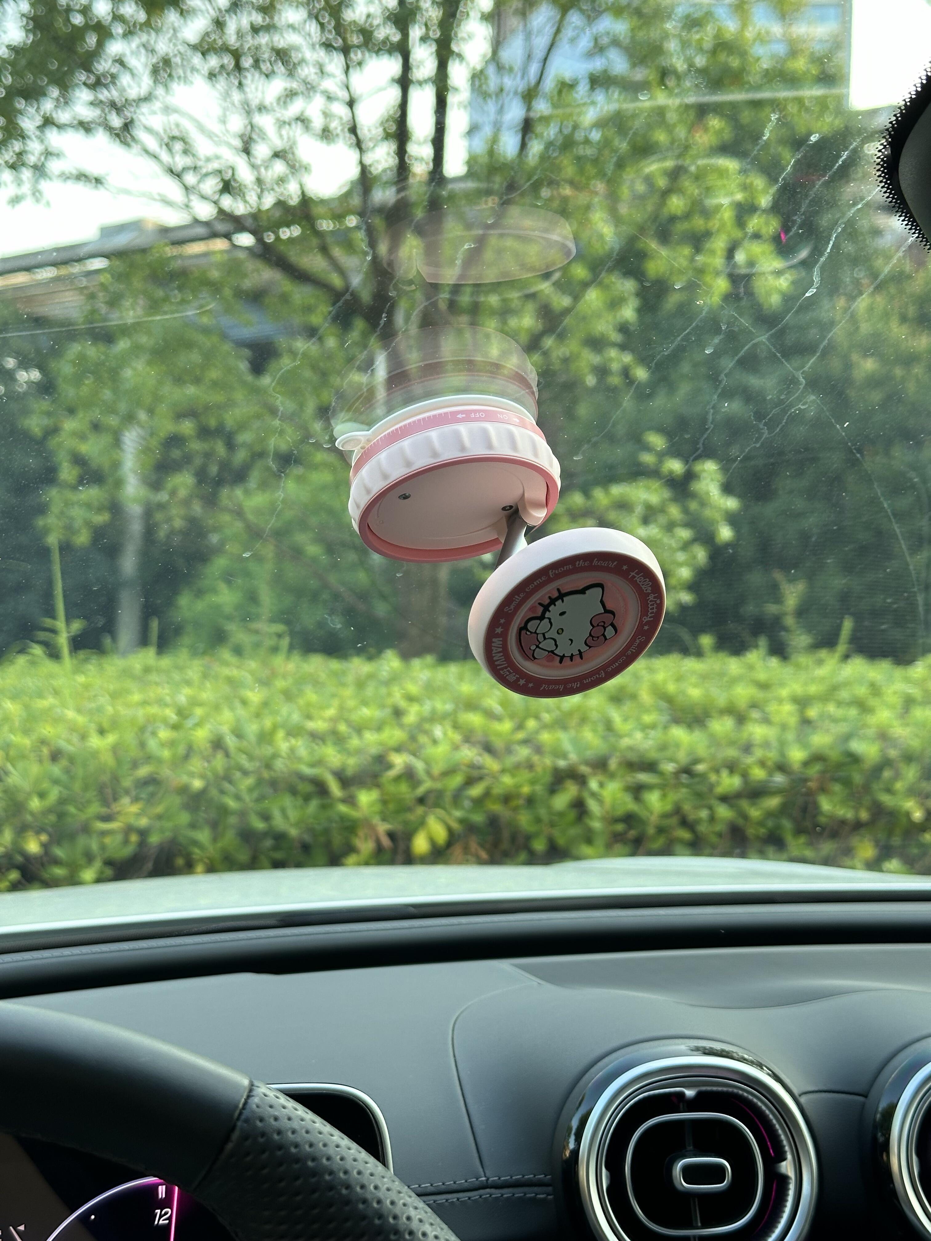 Pink Hellokitty Foldable Magnetic Vacuum Phone Holder, 360° Electric Suction Car Mount, Double-Sided Swivel Stand for Car, Mirror, Gym, Kitchen, Hands-Free Portable Phone Holder