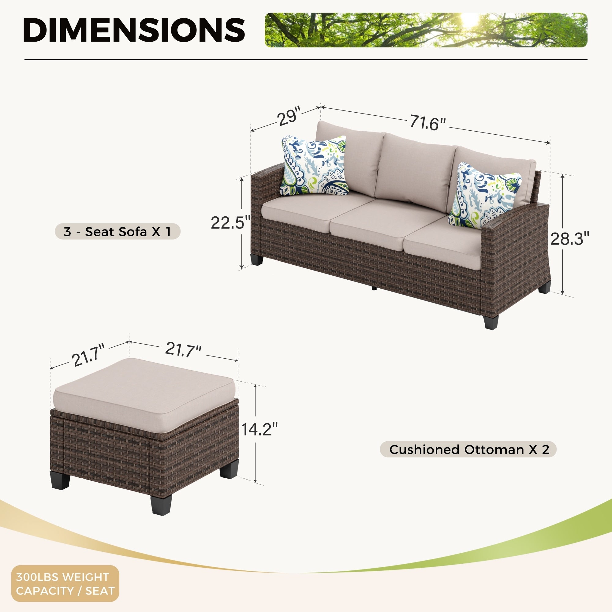 5/9-Seat Patio Furniture Wicker Rattan Outdoor Deep Seating Sectional Sofa Large Conversation Set