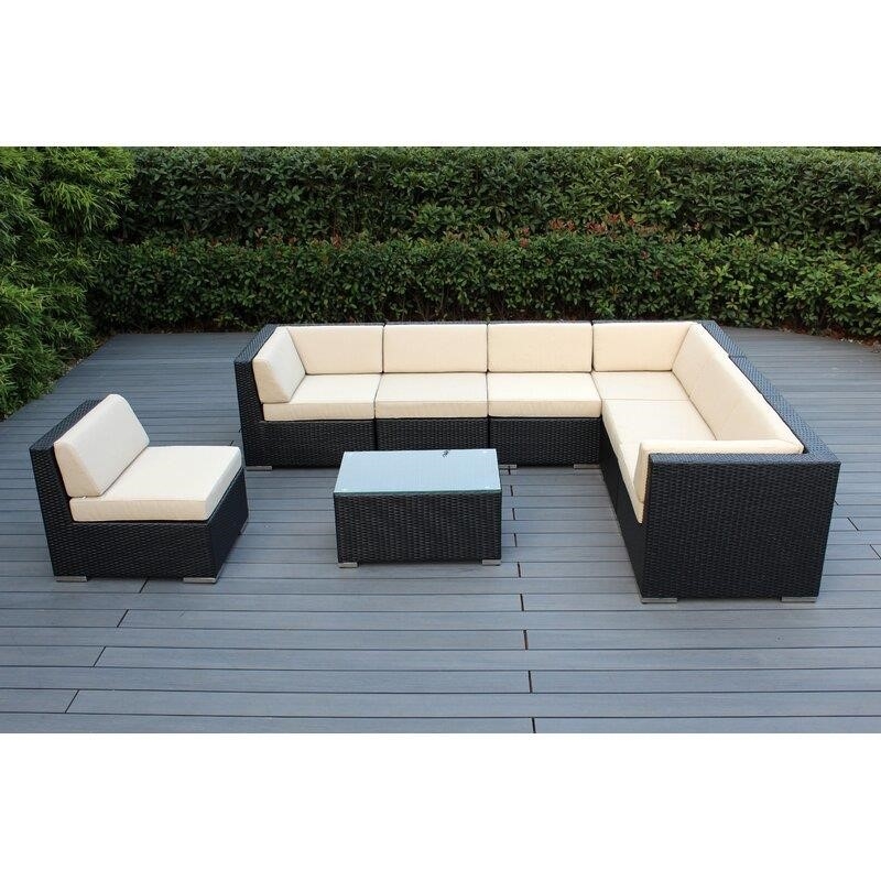 Billyjo Wicker/Rattan 7 - Person Seating Group with Cushions