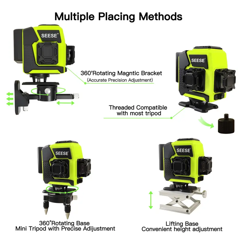 12-Line Green Laser Level with Remote Control for Home Improvement