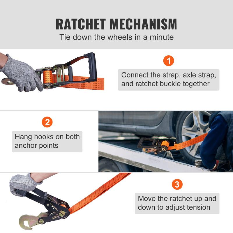 4-Pack Polyester Ratchet Tie Down Straps 2x120