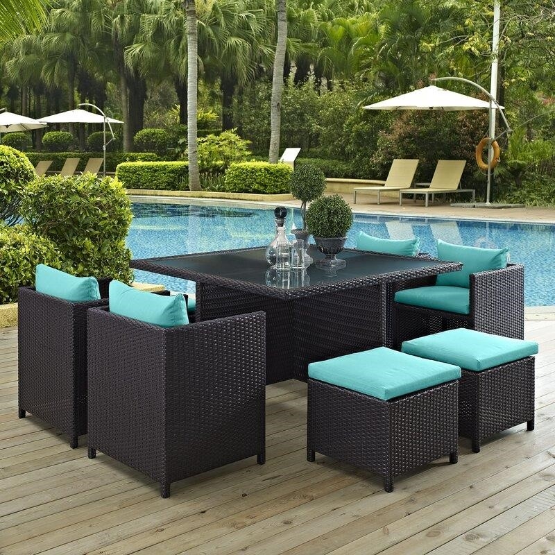 Travers Square 51'' Long Dining Set with Cushions