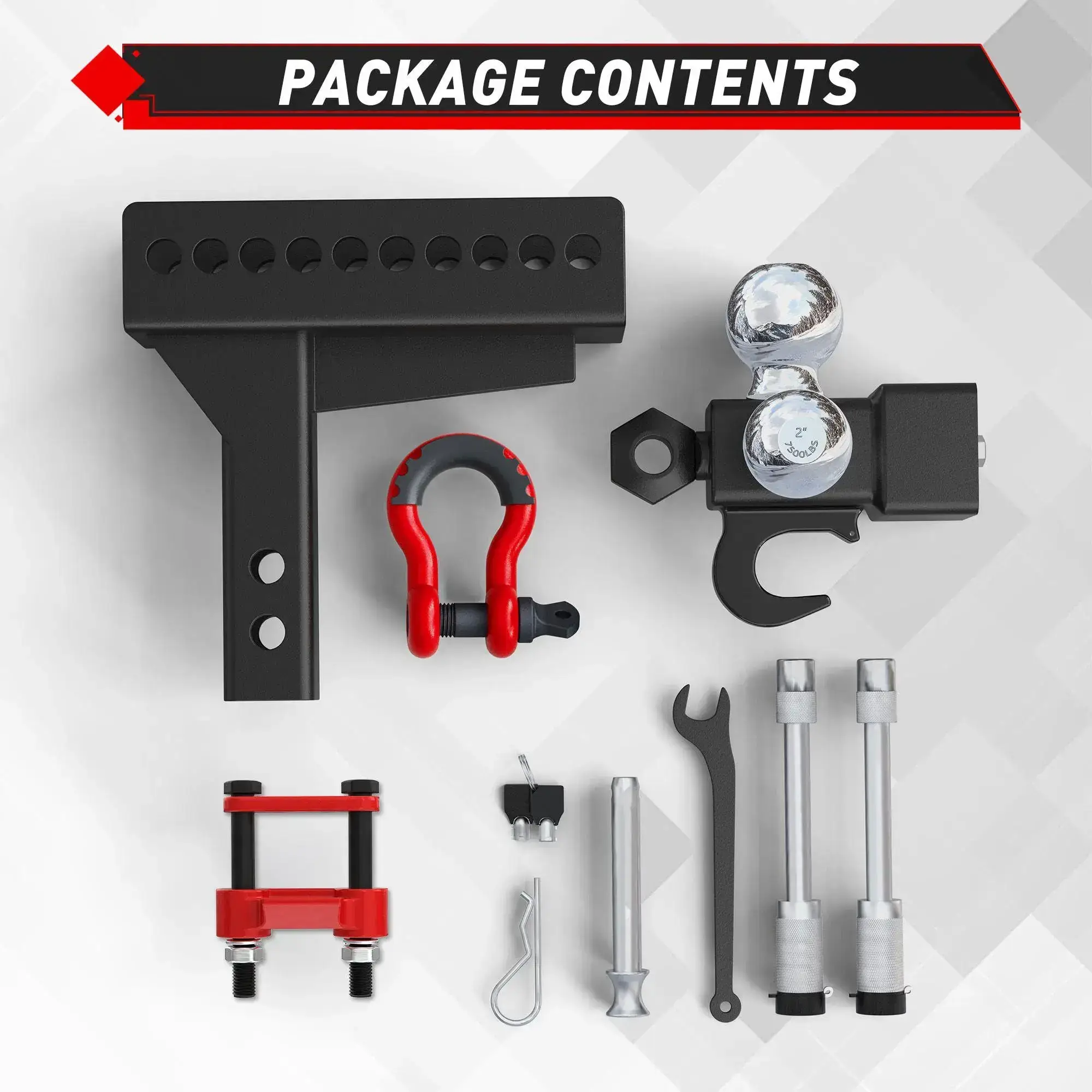 Trailer Hitch Tri-Ball Mount with Locks & Pin