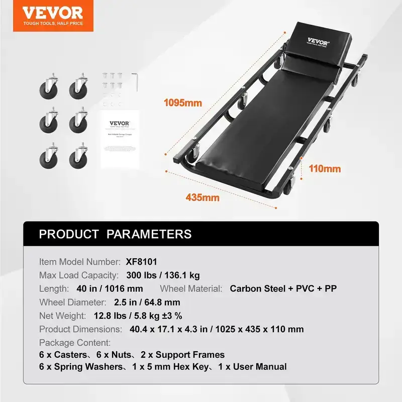Foldable Z Garage Creeper - 36 in Auto Repair Mechanic Tool300 lbs Load Capacity6 WheelsPadded SeatSteel FrameTool TrayLay Down/Sit Chair for Vehicle Garage ShopDad Gifts for Mechanics, Auto Repair Tools, Tools And Gadgets