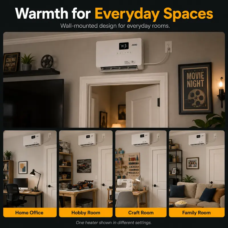 Smart Wall Heater 1500W Fast Heating Electric Space Heater for Indoor Use