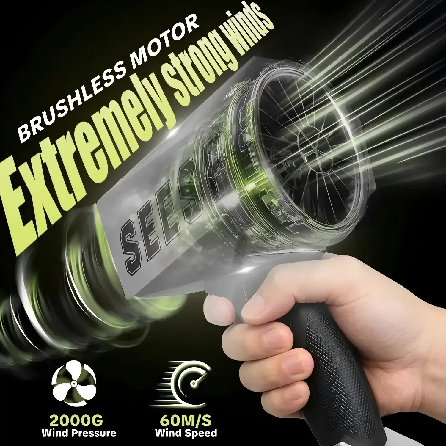 2000G Cyber Cordless Leaf Blower Violent TurboFan,120 MPH+,BrushlessPure Copper Motor Jet Fan With Battery,CordlessTurbo Super Power Air Duster, Car Drying after Wash