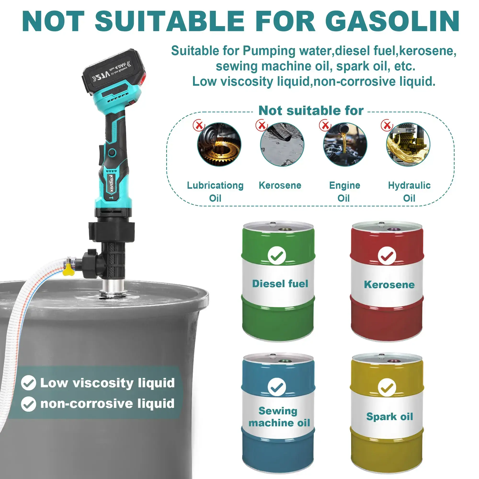 Cordless Stick Water Transfer Pump, with 4000mAh 21V Battery & Charger, 720GPH, 32FT Head, Handheld Portable Utility Sump Pump Kit with 3/4