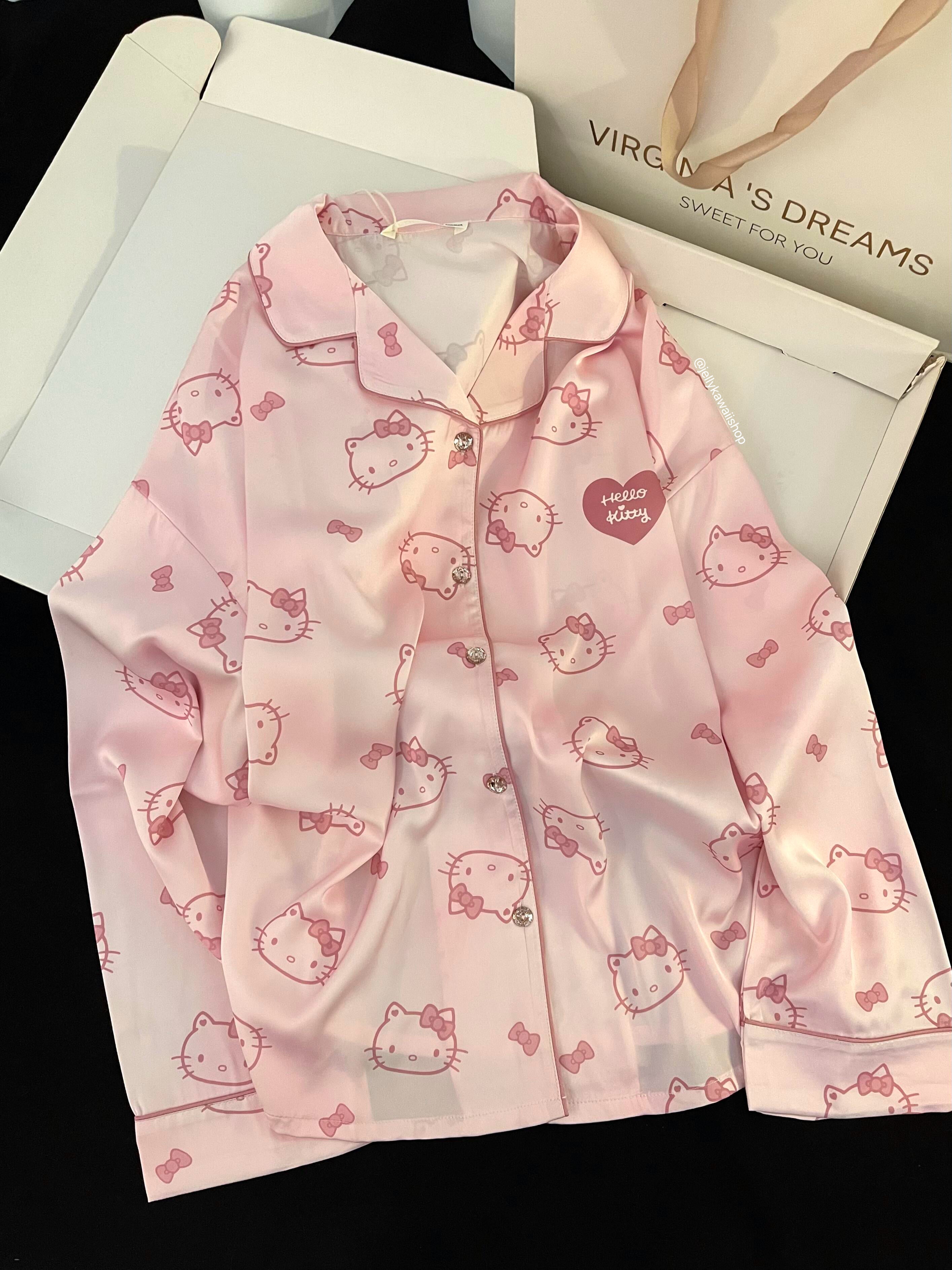 Hellokitty Pink Pajamas Set Soft Pj Lounge Sets