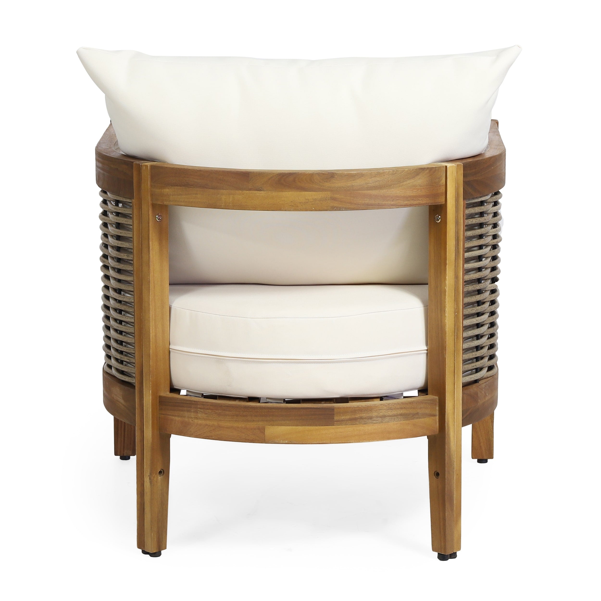 Burchett Outdoor Acacia Wood and Wicker 4 Seater Chat Set with Optional Sunbrella Cushions by Christopher Knight Home