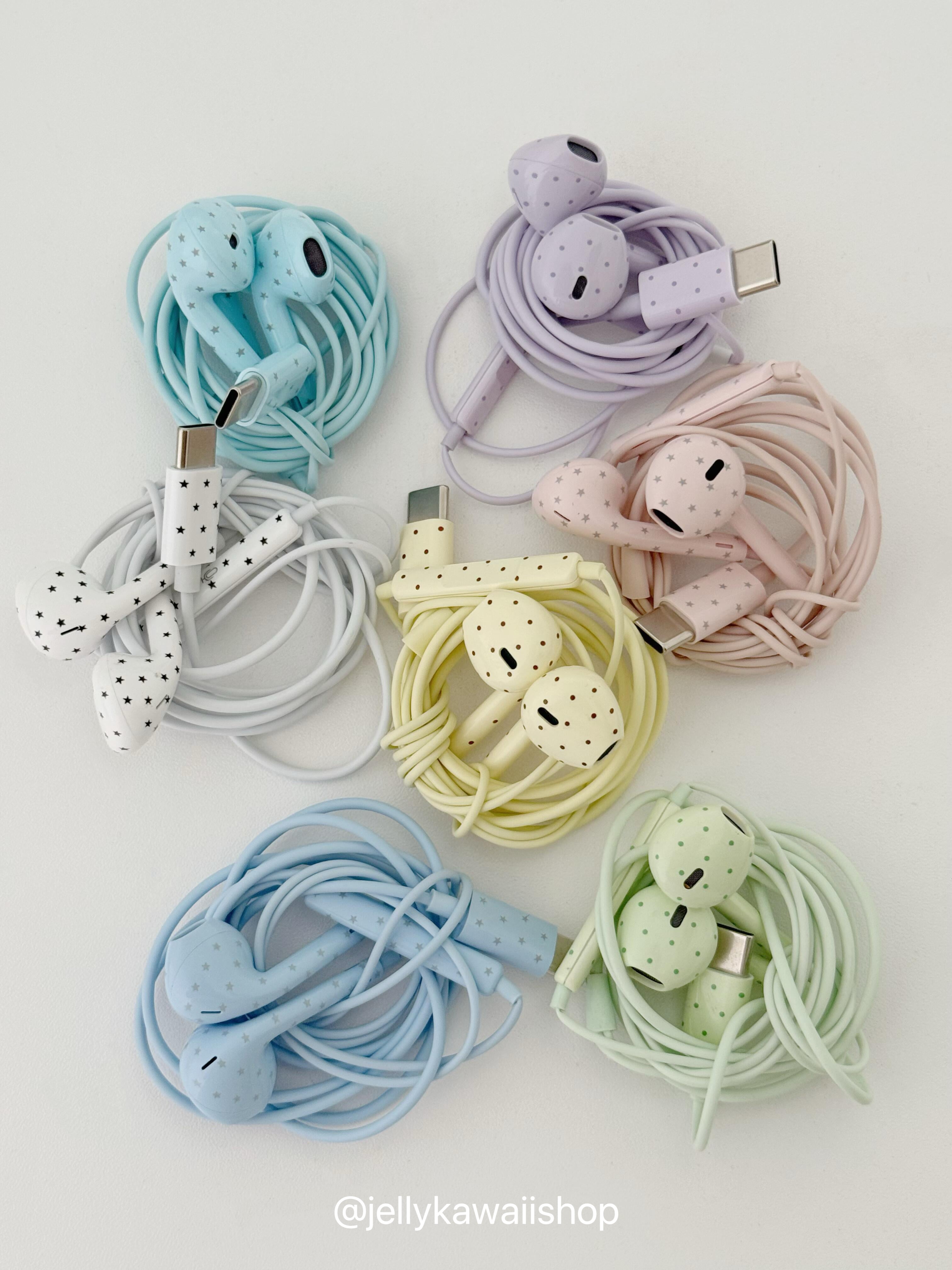 Polka-dot Coloured Wired Earbuds with Microphone in-Ear Headphones