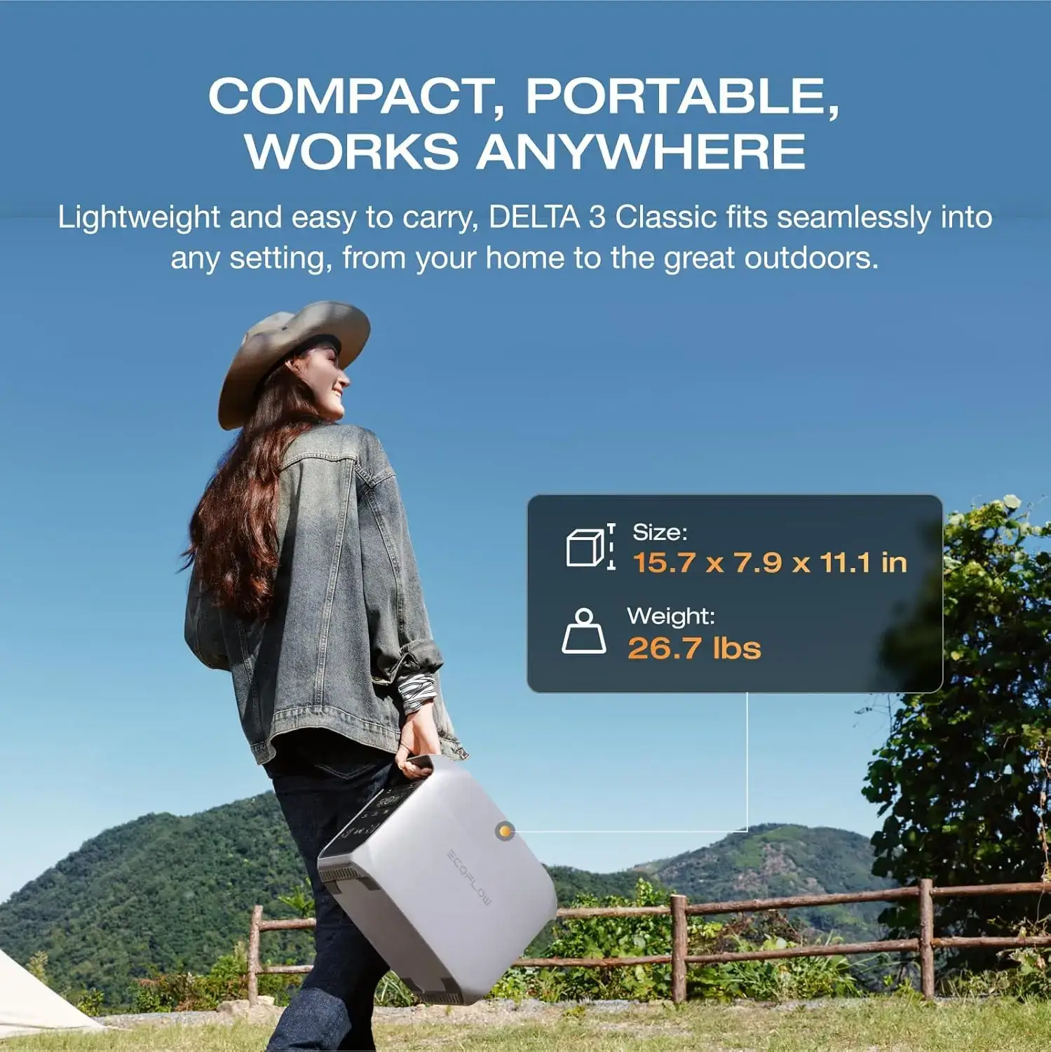 Classic Portable Power Station with 160 or 220W Solar Panel, Solar Charging, LiFePO4 Battery, 1800W AC/100W USB-C Output
