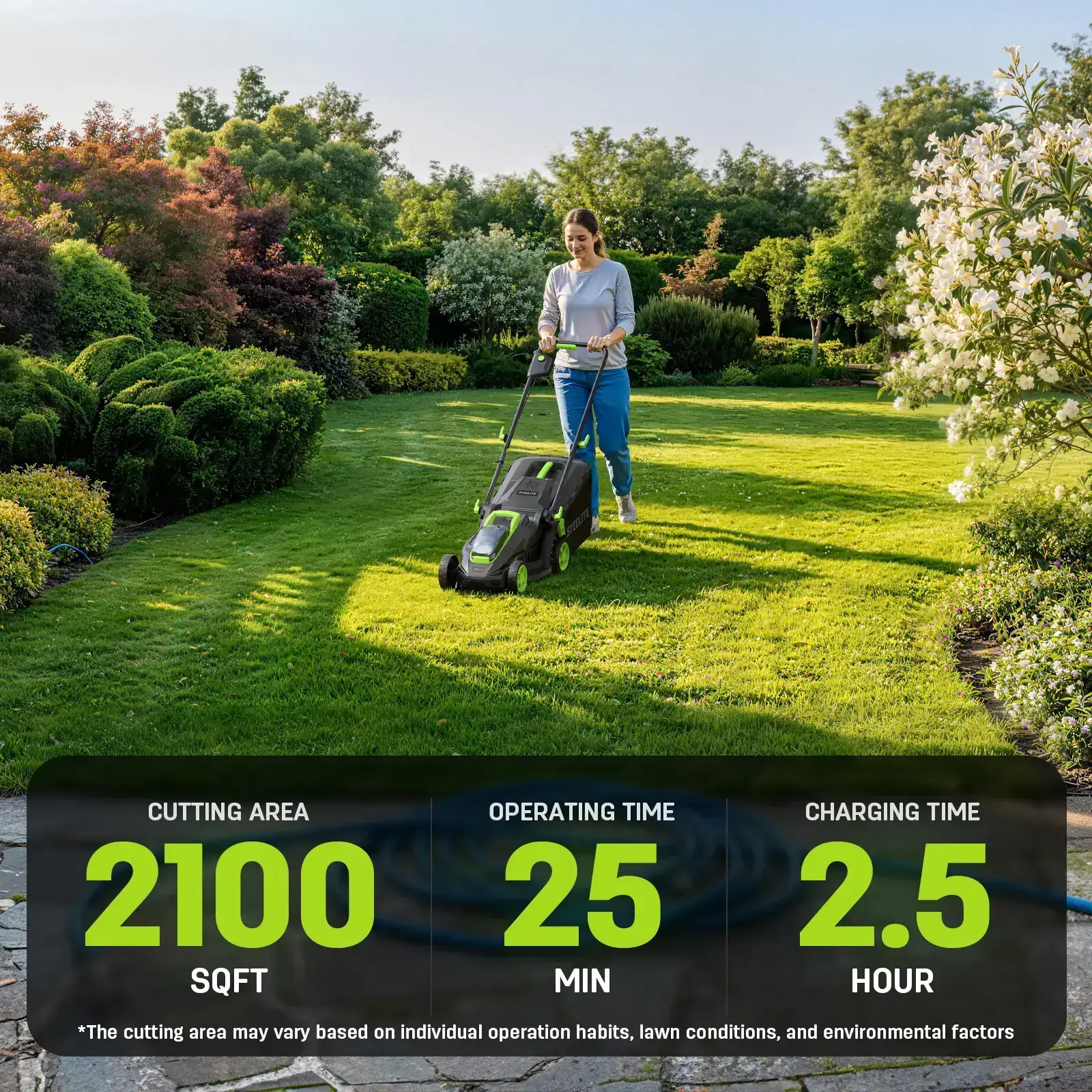 13 Inch Brushless Cordless Lawn Mower - 20V Electric Push Mower with 4.0Ah Battery and Charger Included, 5-Position Height Adjustable, 3-in-1 Mulching & Bagging, Easy Assembly for Small Urban Lawn and Garden