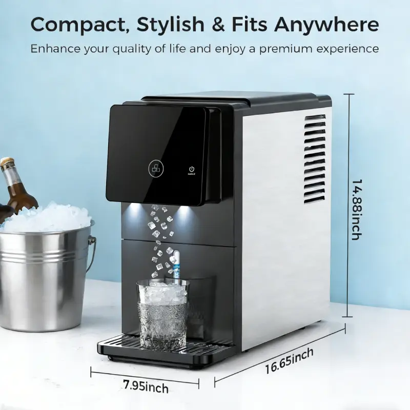 15-Min Nugget Ice Maker | Self-Dispensing, 33lbs/Day, Auto Clean
