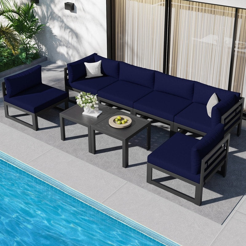 FINCATI Aluminum Outdoor Patio Furniture Conversation Sectional Sofa Set