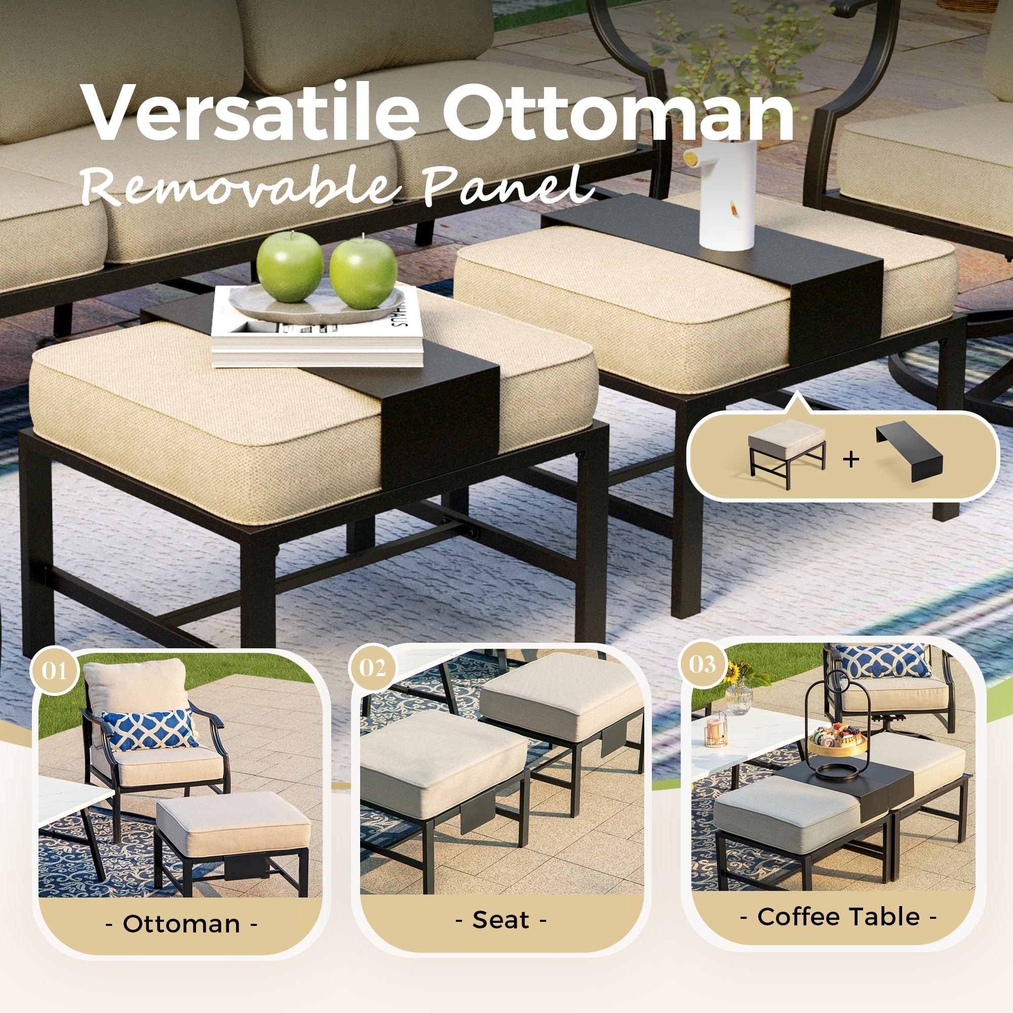 MAISON ARTS Outdoor Sofa Set 4/6-Piece Patio Conversation Set with 45'' Gas Fire Pit Table