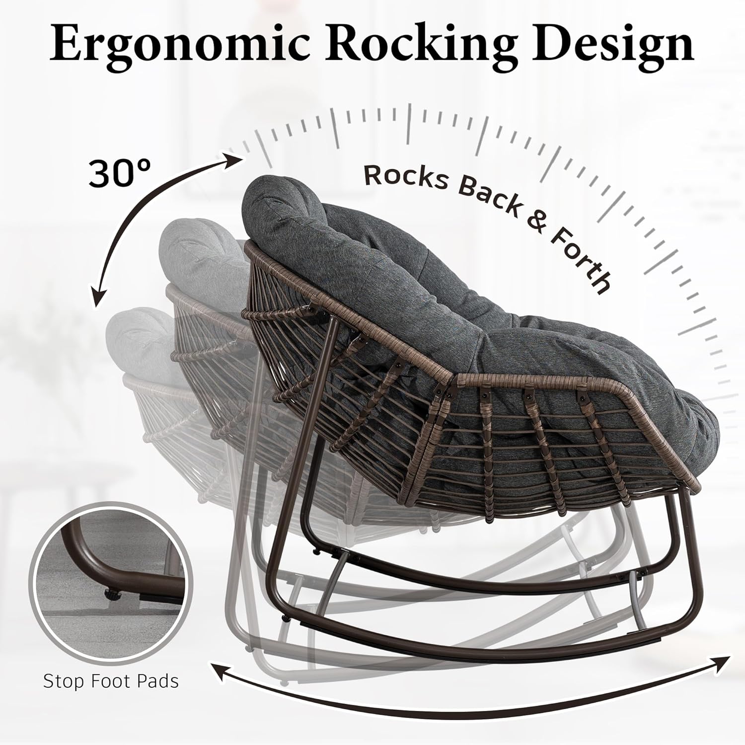 Oversized Outdoor Egg Rocking Chair with Thick Cushion – Comfortable Patio & Indoor Lounge Seating Clearance Sale