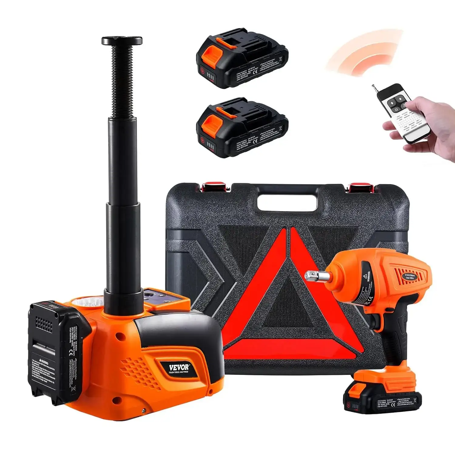Upgraded Wireless Electric Hydraulic Car Jack with Remote Control & Battery Charging,  5 Tons /11000 lbs Portable Jack kit with Electric Impact Wrench