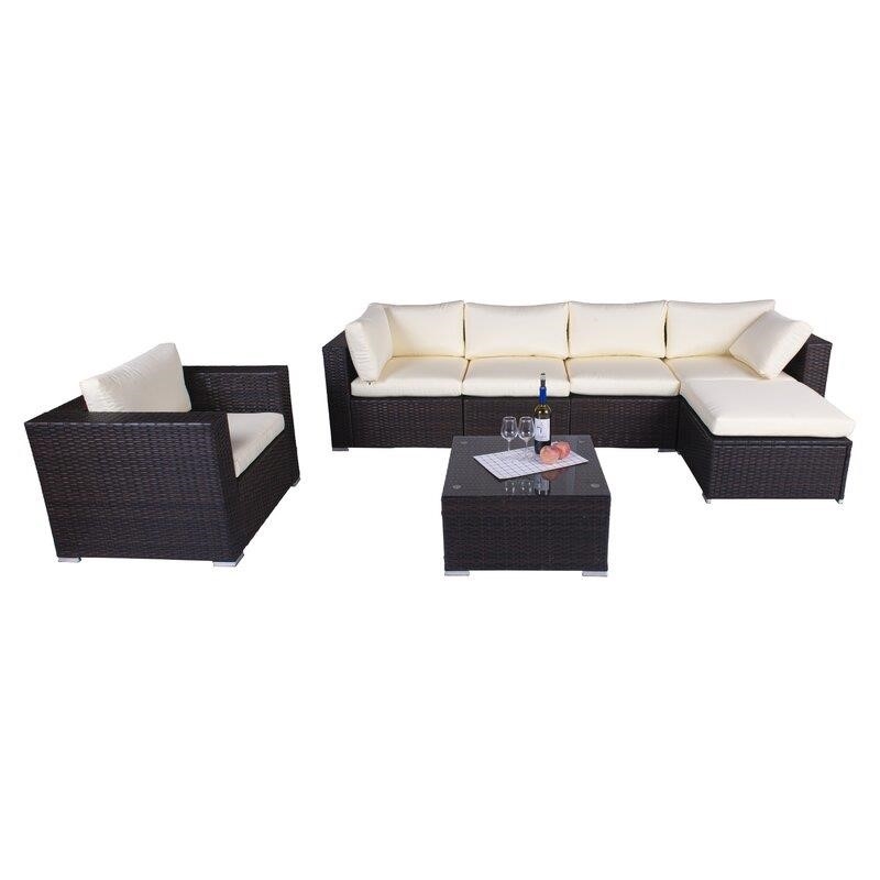 Jahala Wicker/Rattan 6 - Person Seating Group with Cushions