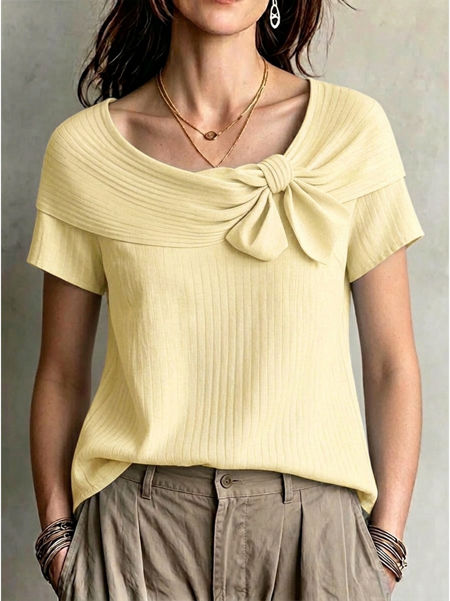 Bow Detail Ribbed Knit Top