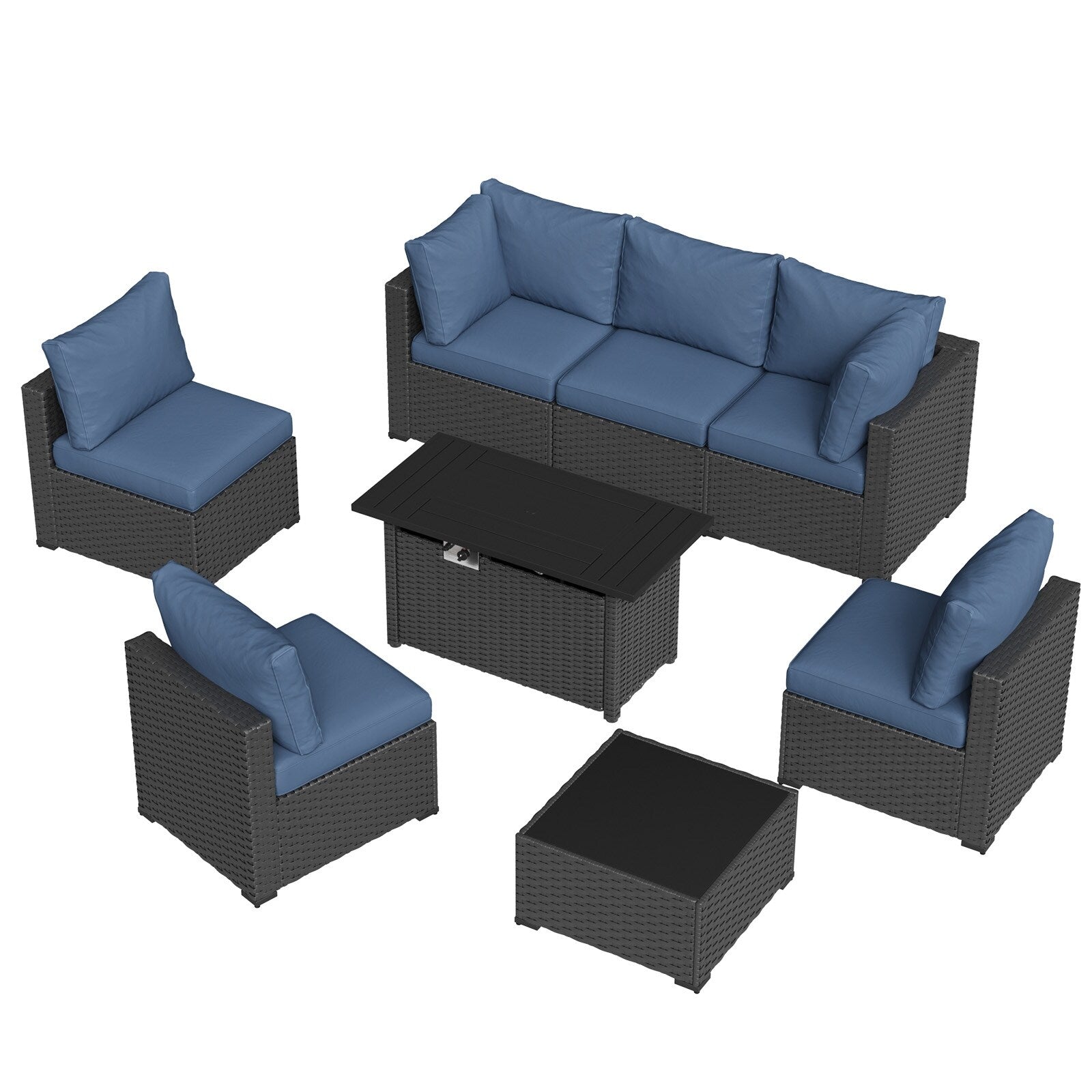 Wicker Rattan Patio Sectional Sofa Set