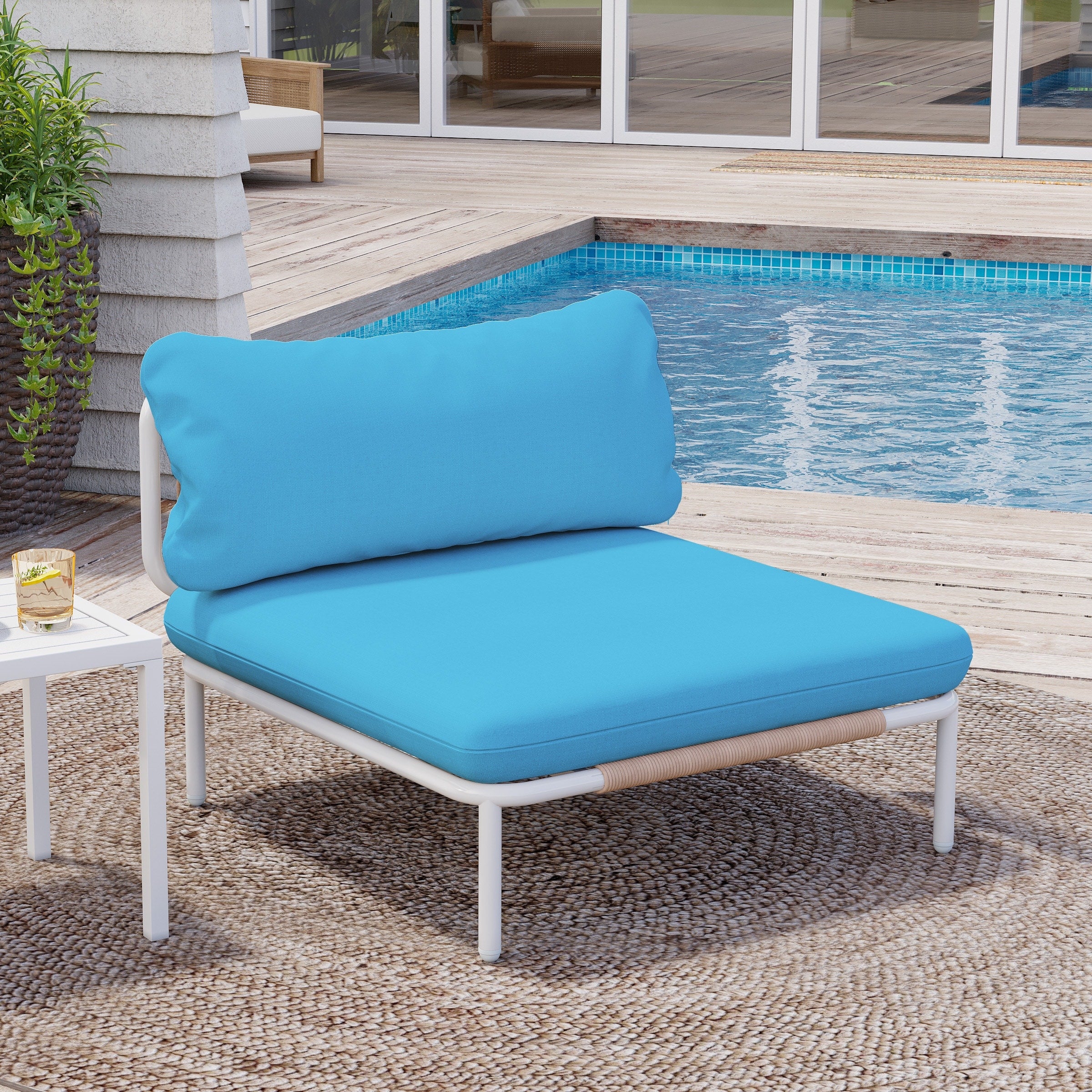 Outdoor Cushioned Sectional Sofa Chat Set Patio Furniture Conversation Set, Free Combination