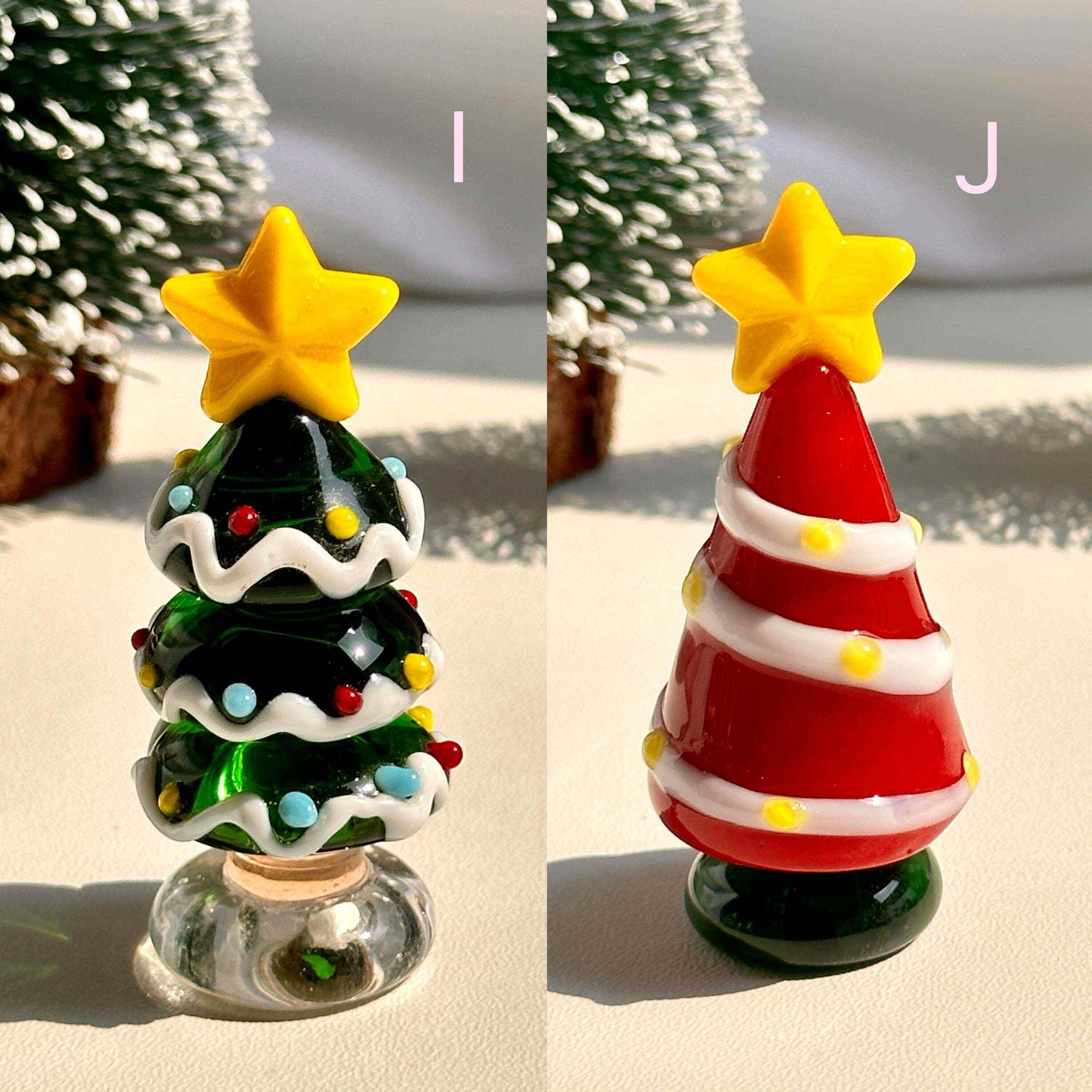 Handmade Lampwork Glass Miniature Christmas Trees