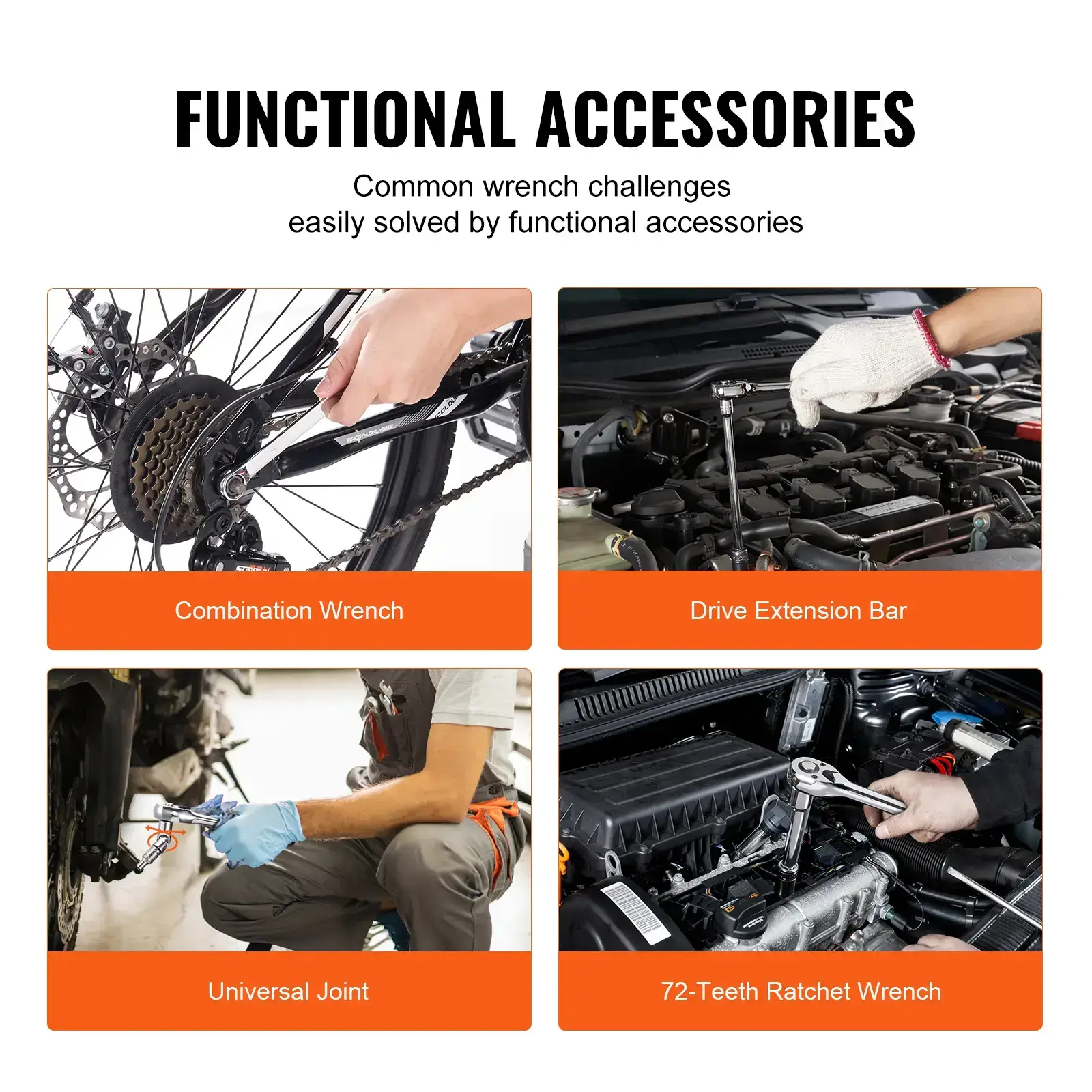 Heavy-Duty Tool Kits, 450-Pcs Automotive Tools Set with 1/4
