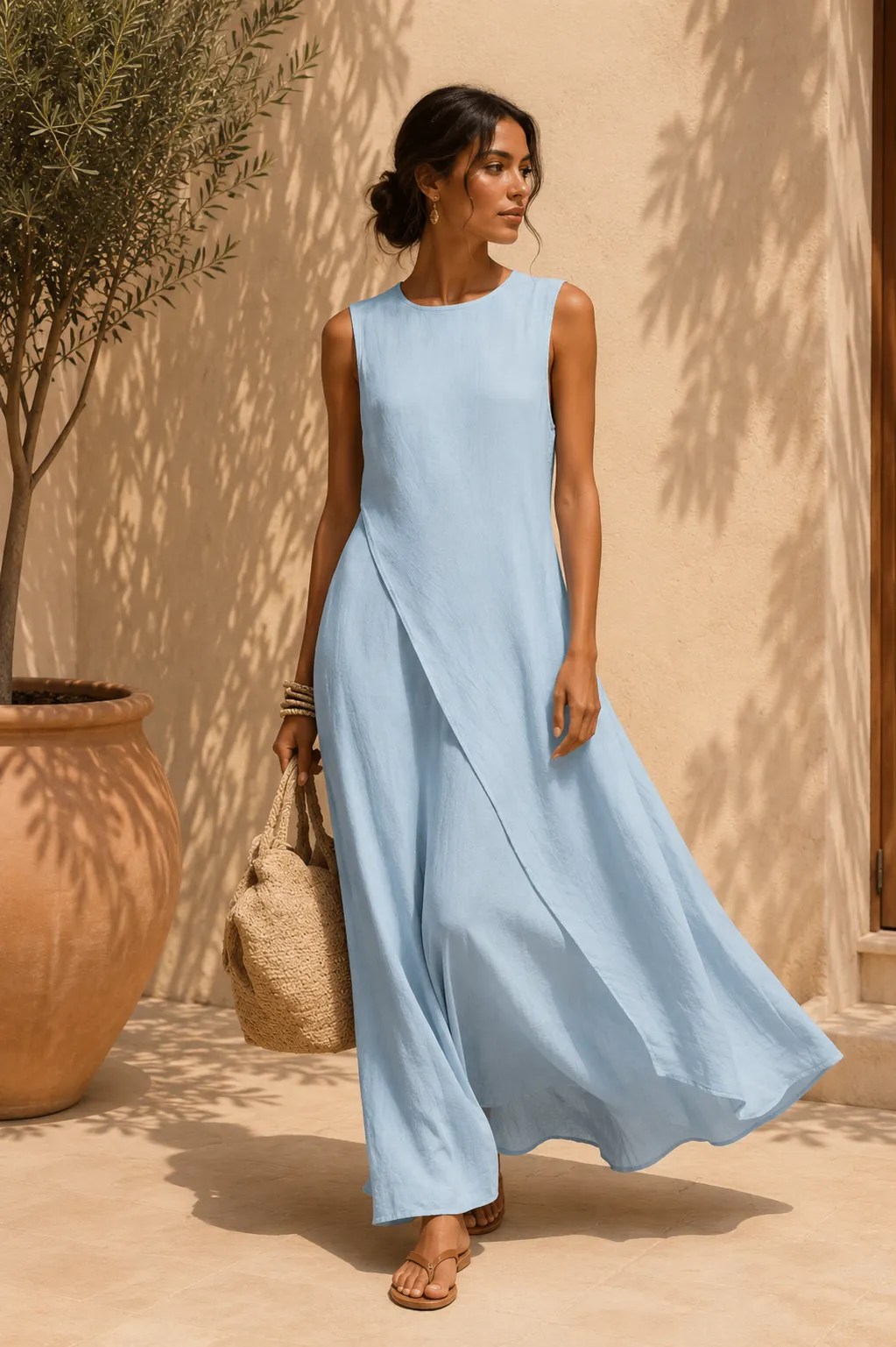 Minimalist Sleeveless A-Line Maxi Dress