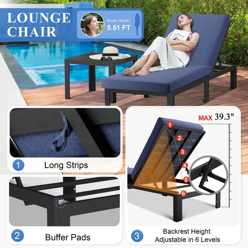 FINCATI Aluminum Outdoor Patio Furniture Conversation Sectional Sofa Set
