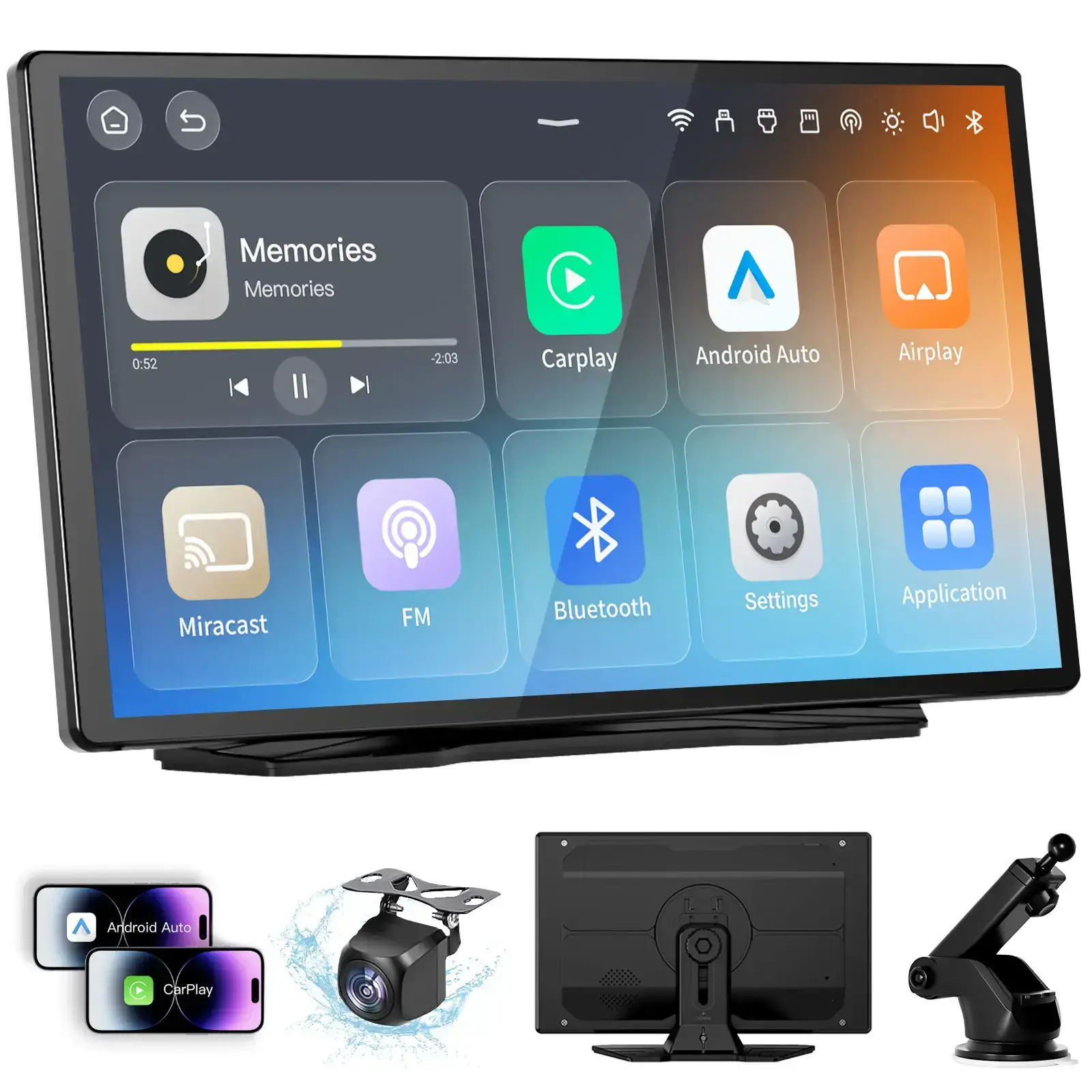 2026 Upgraded 9 Inch IPS Touchscreen Wireless CarPlay Screen, Supports Android Auto, Mirror Link, TikTok YouTube, Backup Camera, Navigation & Voice Assistant