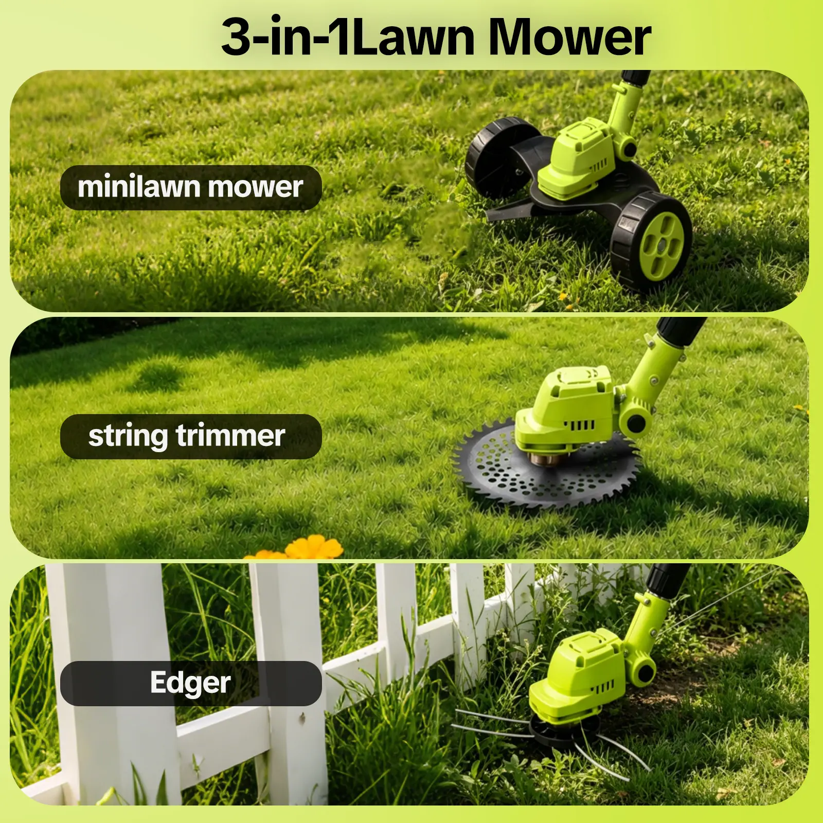 🔥 Flash Sale🔥 | Cordless Lawn Mower & Trimmer with 2 Batteries – Lightweight Garden Tool