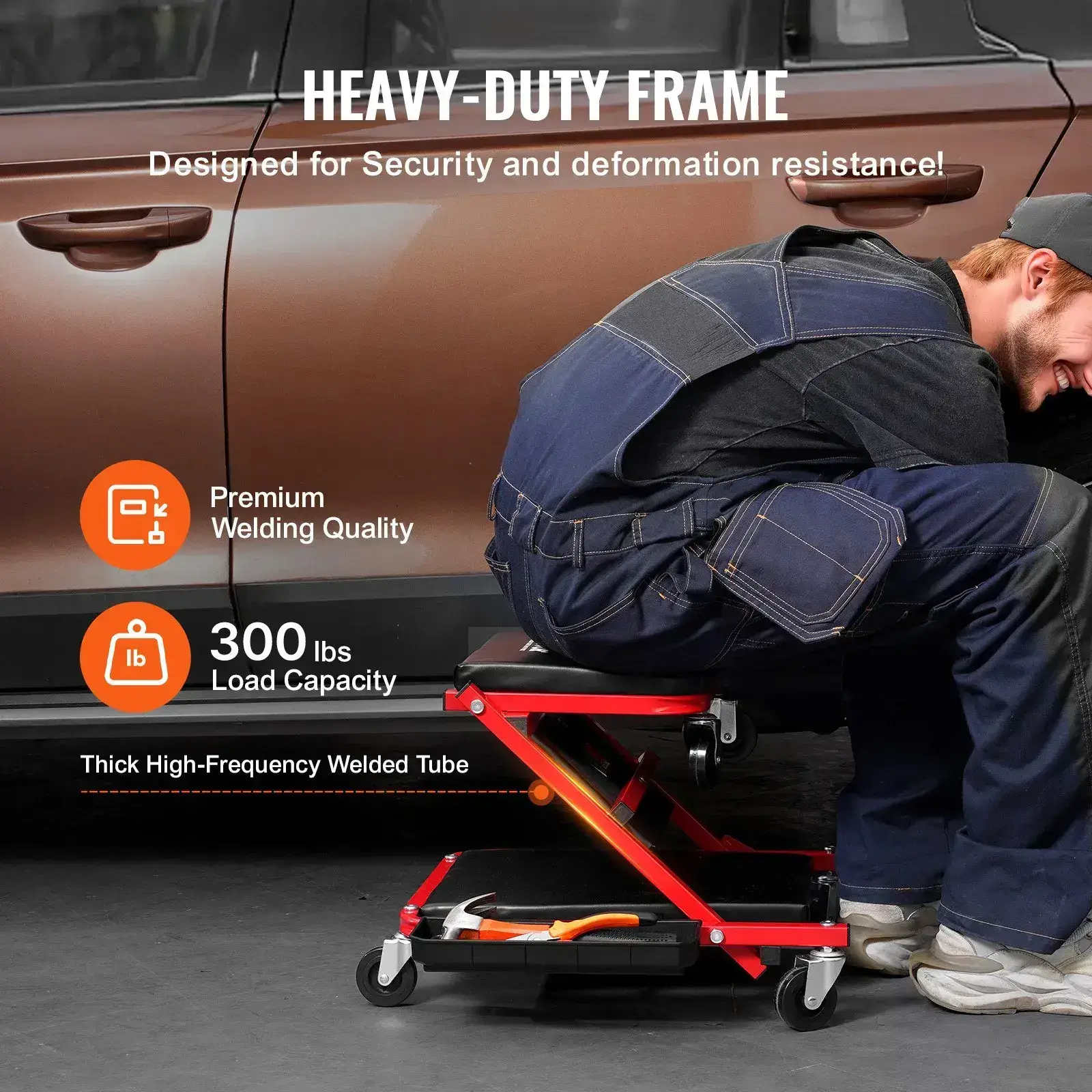 Foldable Z Garage Creeper - 36 in Auto Repair Mechanic Tool300 lbs Load Capacity6 WheelsPadded SeatSteel FrameTool TrayLay Down/Sit Chair for Vehicle Garage ShopDad Gifts for Mechanics, Auto Repair Tools, Tools And Gadgets