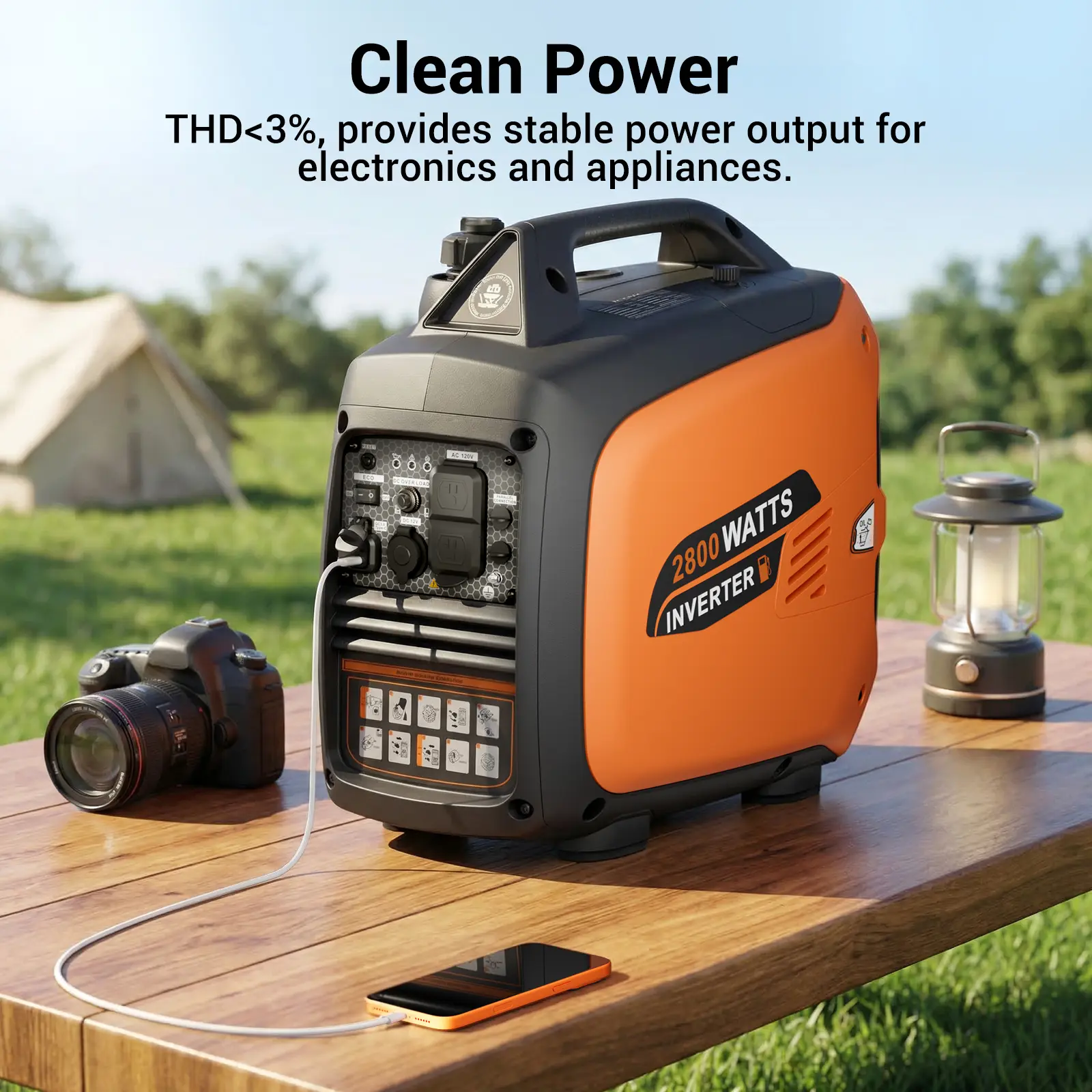 2800W Portable Inverter Generator for Home Backup, Quiet 58 dBA