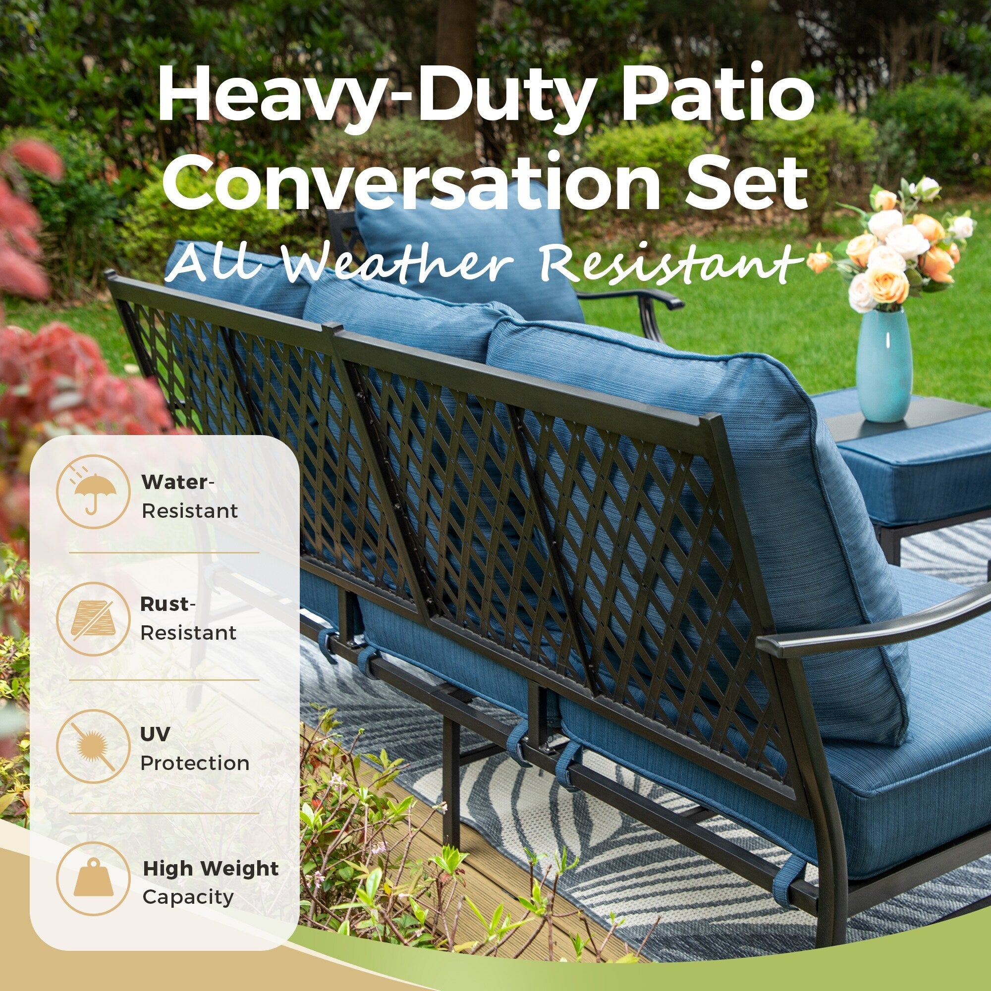 MAISON ARTS Outdoor Sofa Set 4/6-Piece Patio Conversation Set with 45'' Gas Fire Pit Table
