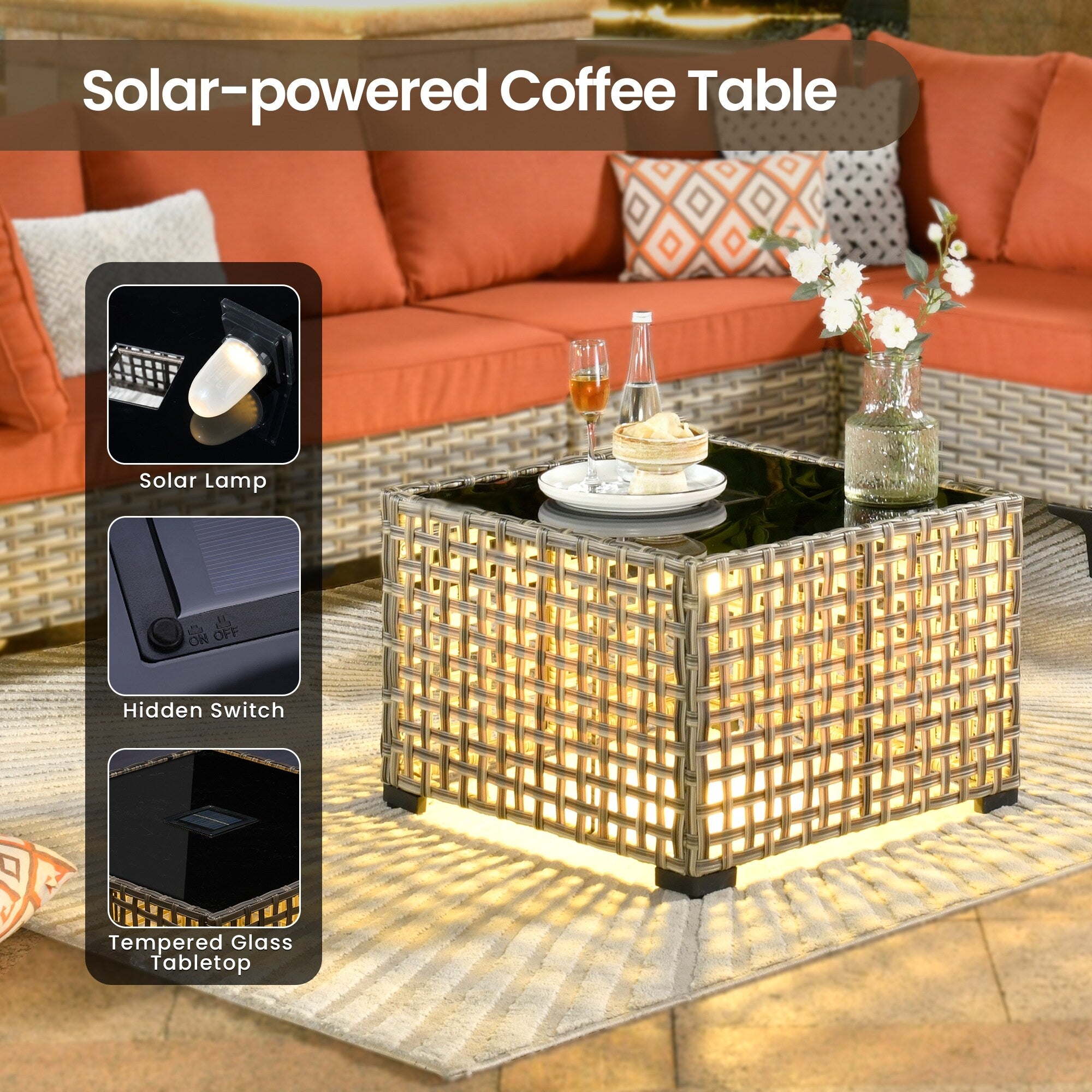 XIZZI 10-piece Patio Furniture Wicker Sectional Set with Swivel Chair