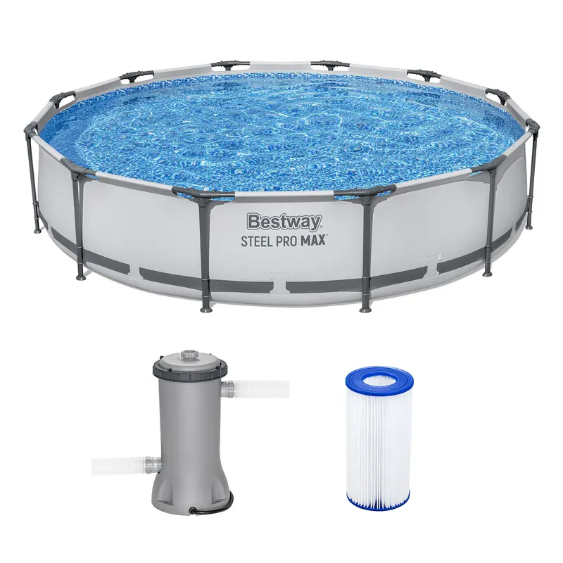 10ft Round Above Ground Outdoor Swimming Pool with Filter Pump