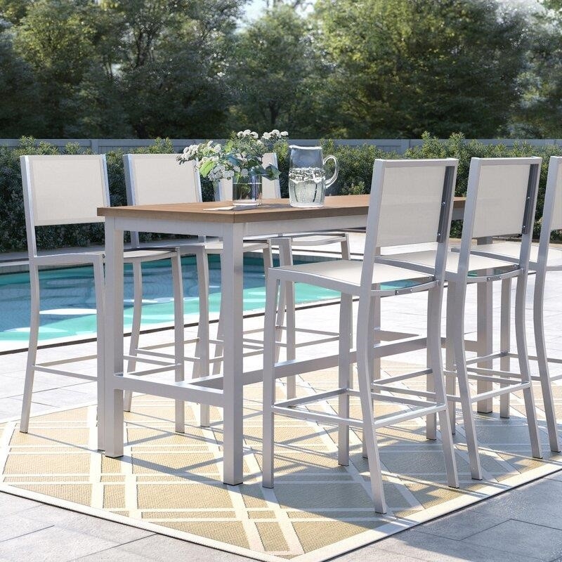 Mckinnon Rectangular 6 - Person 73'' Long Aluminum Bar Height Dining Set
