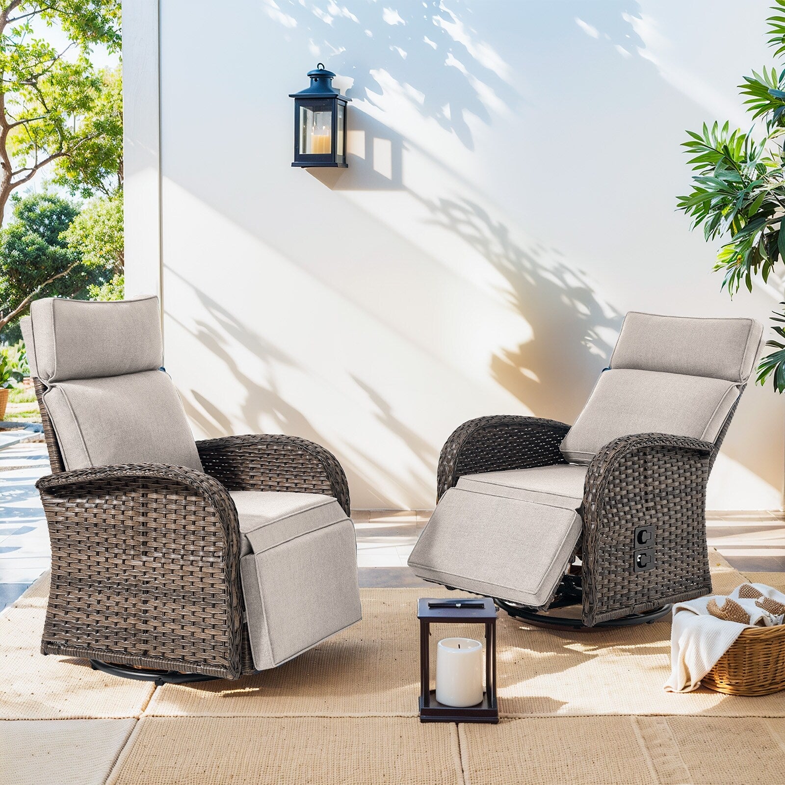 Pocassy Reclining Patio Chair with Adjustable Backrest