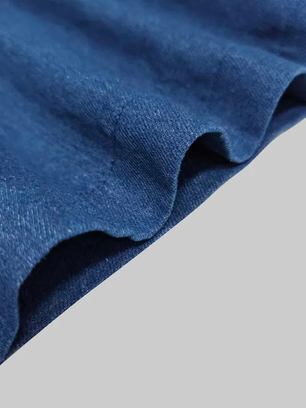 Loose Wide Leg Pleated Pockets Solid Color Jean Pants Bottoms Trousers