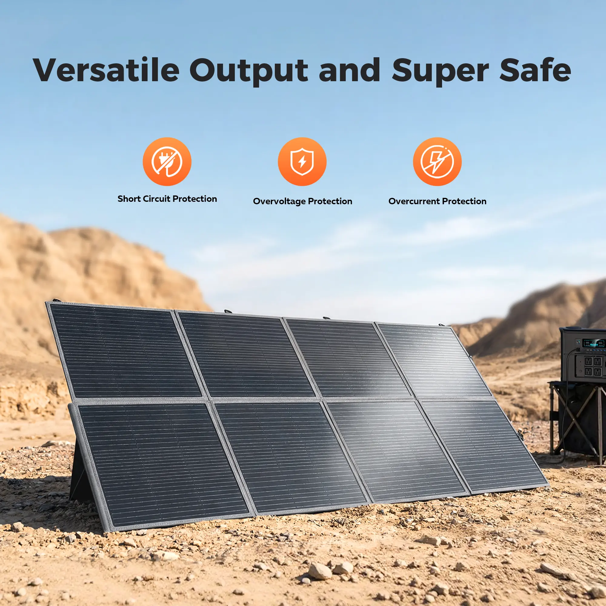 400W Foldable Solar Panel – 41V 10A Portable Off-Grid Charger for RV, Camping & Home Backup, High-Efficiency ETFE Design with Adjustable Brackets and Multiple Connectors