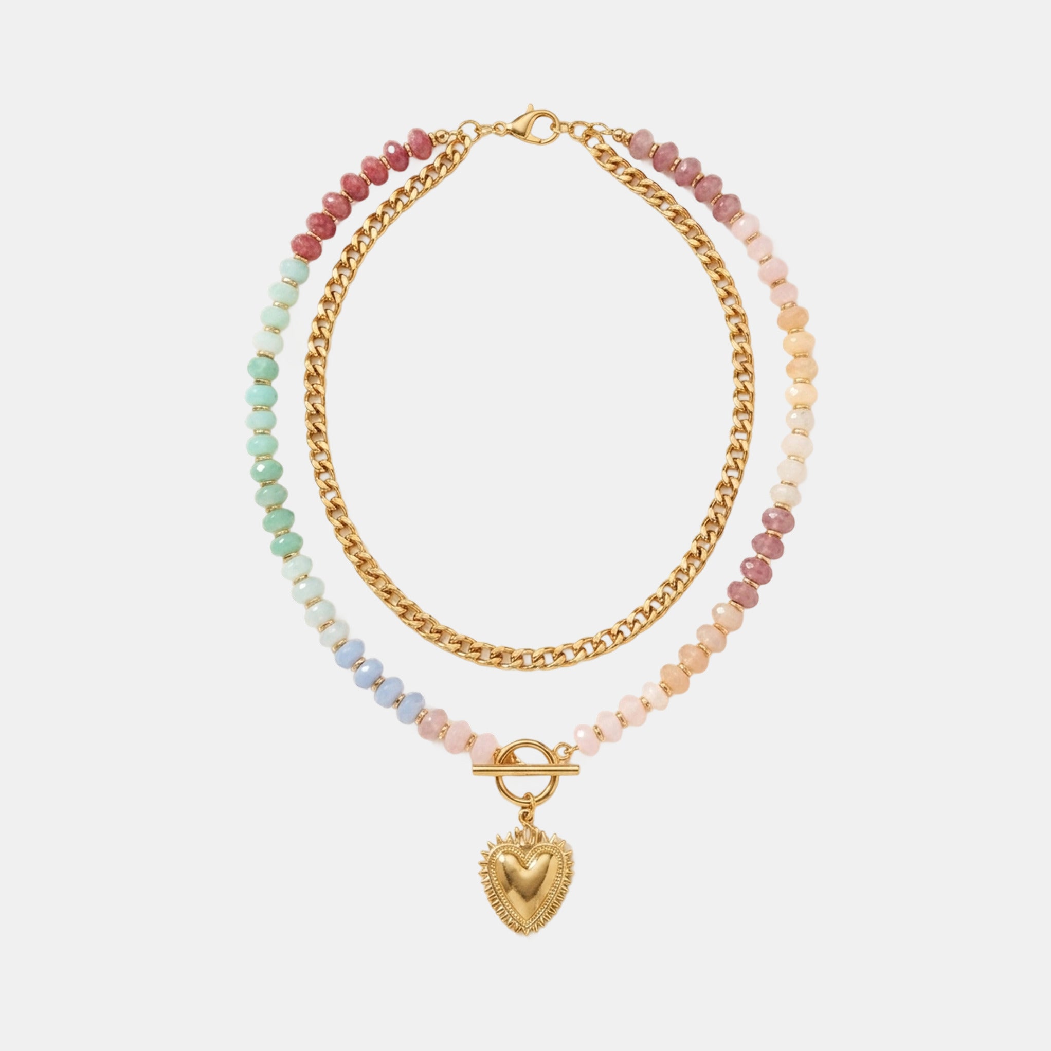 💖 Pastel Bead Heart Necklace