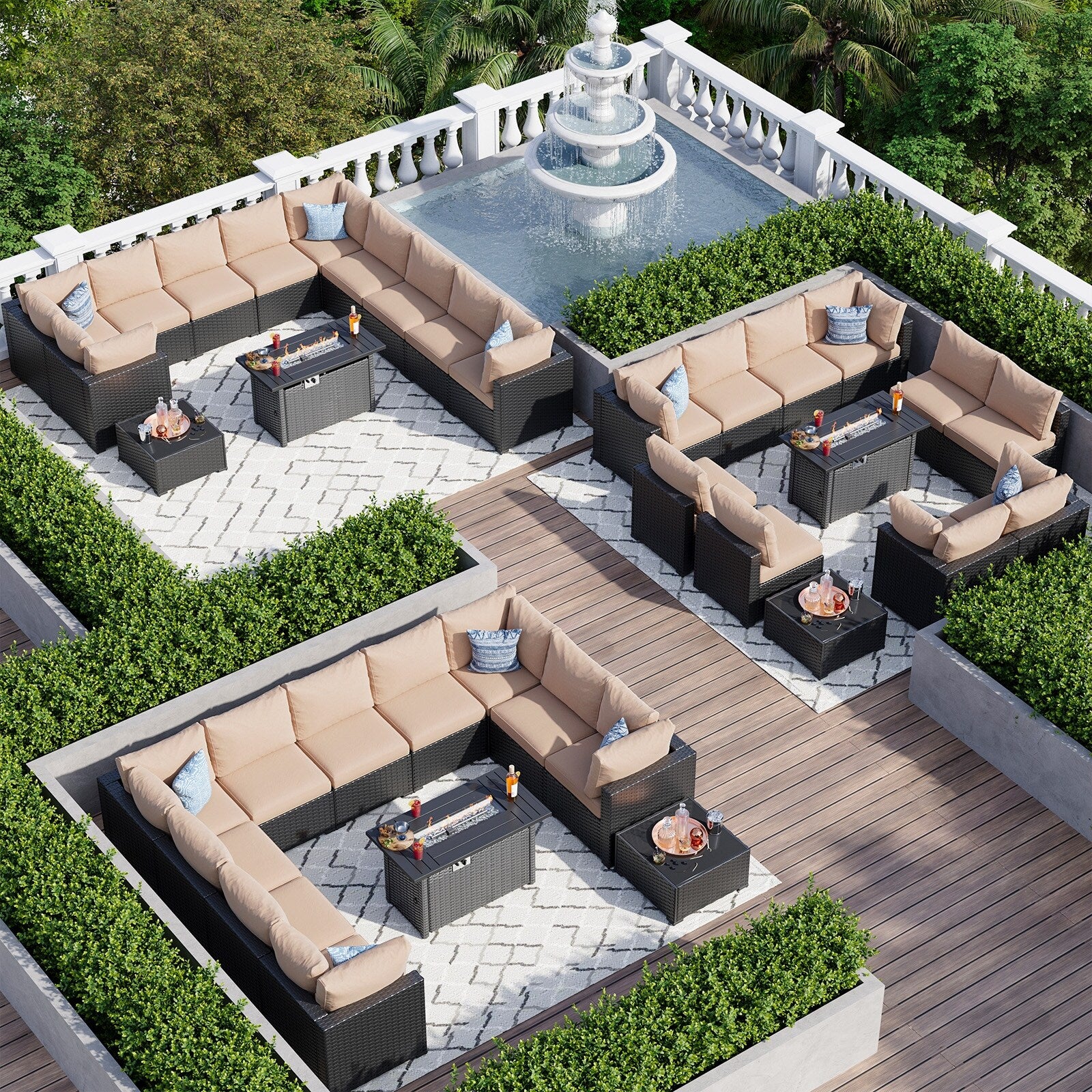 Wicker Rattan Patio Sectional Sofa Set