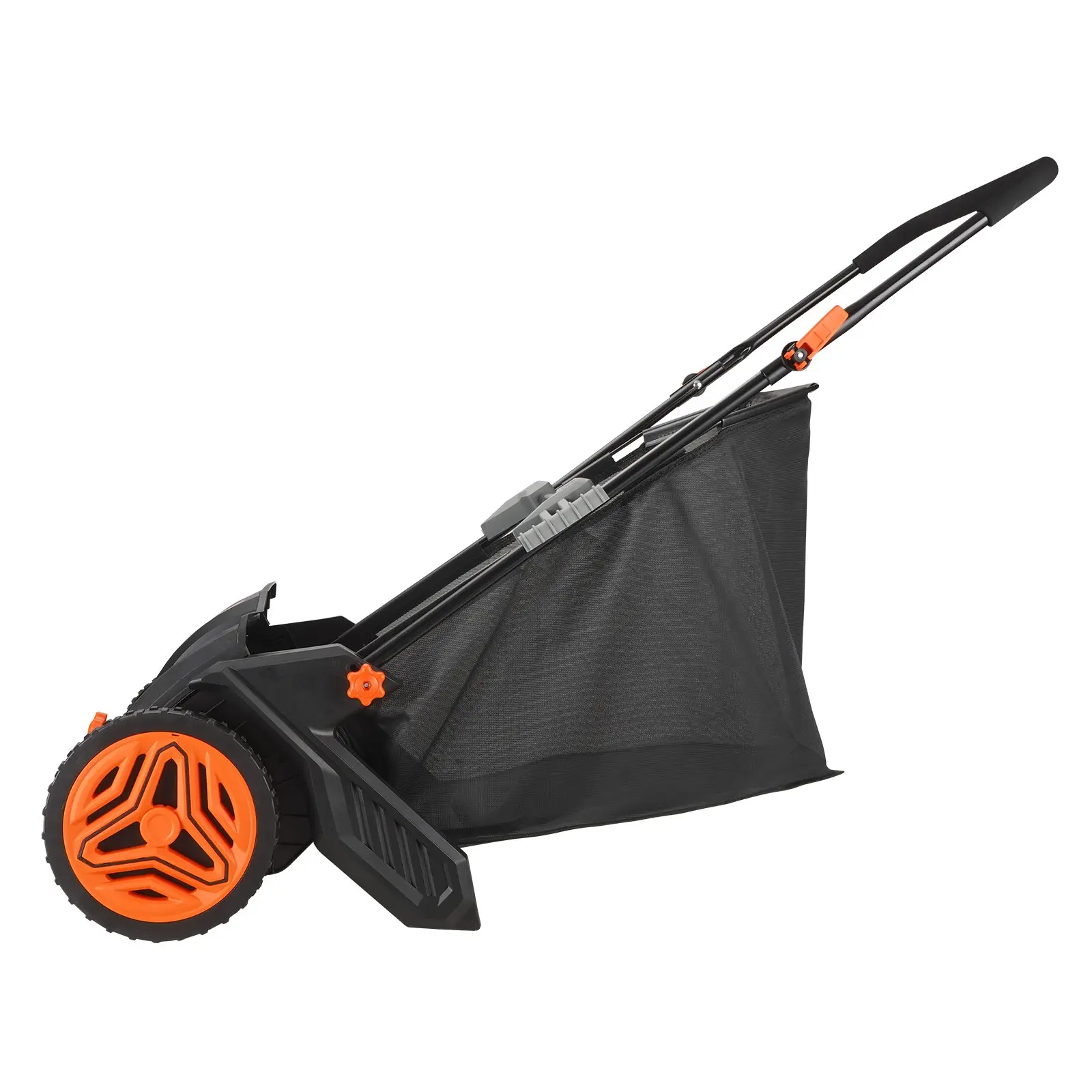 21‑Inch Push Lawn Sweeper Leaf & Grass Collector Tool, 3.5 cu.ft Mesh Hopper Bag, 2 Spinning Brushes, Adjustable Handle for Leaf Cleanup, Wall‑Hangable